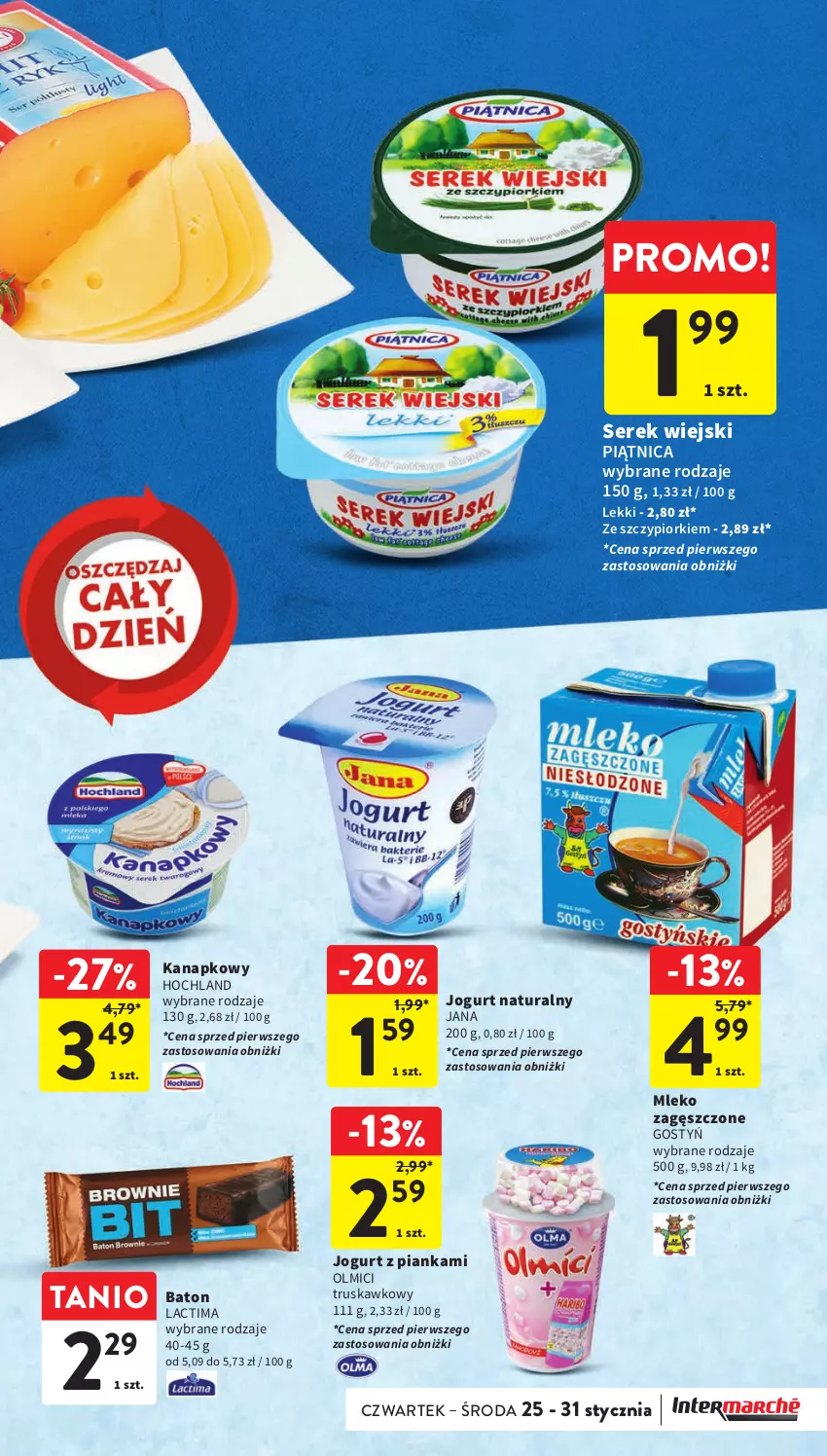 Gazetka promocyjna Intermarche - Gazetka Intermarche - ważna 25.01 do 31.01.2024 - strona 23 - produkty: Baton, Hochland, Jogurt, Jogurt naturalny, Mleko, Mleko zagęszczone, Piątnica, Ser, Serek, Serek wiejski