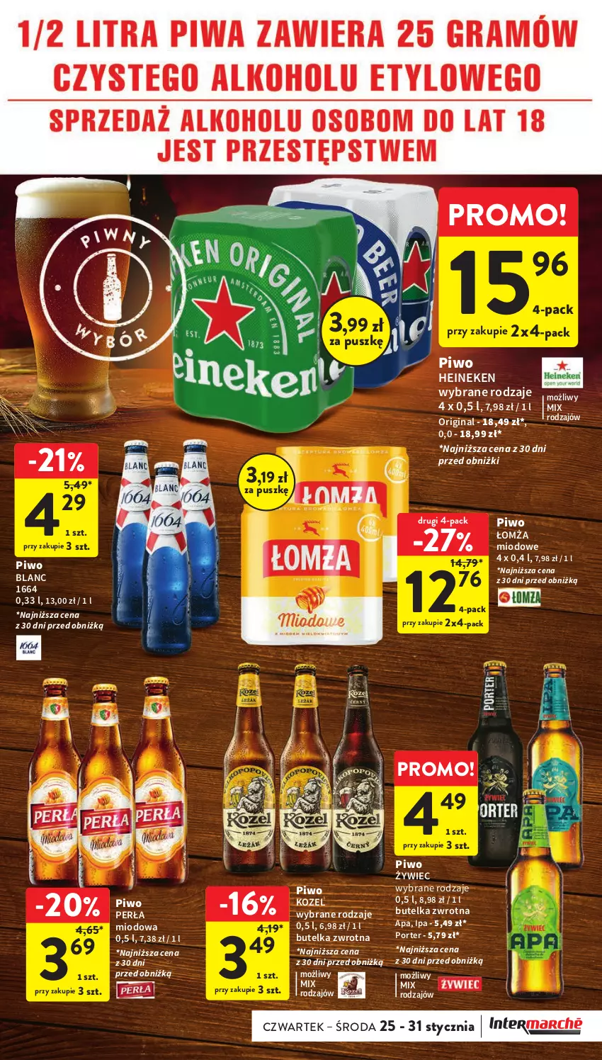 Gazetka promocyjna Intermarche - Gazetka Intermarche - ważna 25.01 do 31.01.2024 - strona 33 - produkty: Gin, Heineken, Kozel, Perła, Piwo, Por