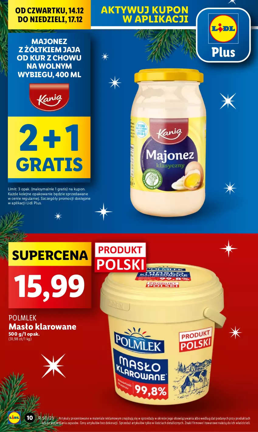 Gazetka promocyjna Lidl - GAZETKA - ważna 14.12 do 17.12.2023 - strona 10 - produkty: Gra, Jaja, Majonez, Masło, Masło klarowane, Olej, POLMLEK