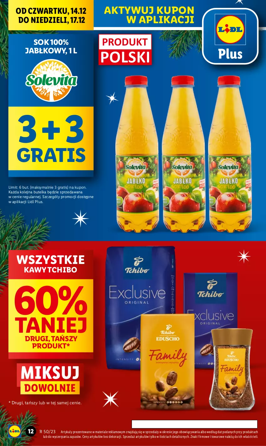 Gazetka promocyjna Lidl - GAZETKA - ważna 14.12 do 17.12.2023 - strona 12 - produkty: Gra, Olej, Sok, Tchibo