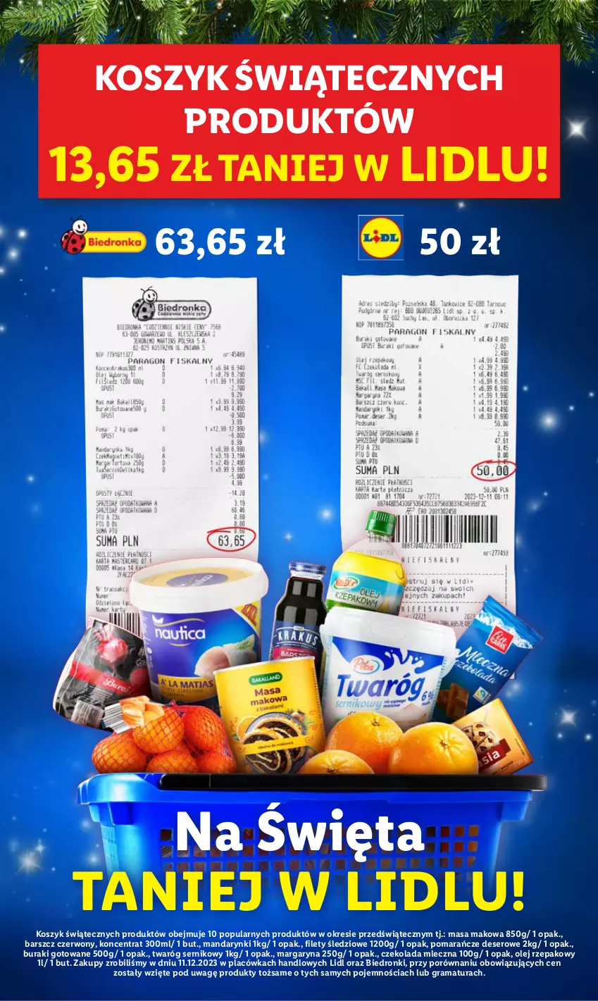 Gazetka promocyjna Lidl - GAZETKA - ważna 14.12 do 17.12.2023 - strona 2 - produkty: Buraki, Czekolada, Czekolada mleczna, Deser, Dron, Gra, Kosz, Mandarynki, Margaryna, Olej, Olej rzepakowy, Pomarańcze, Por, Rama, Ser, Twaróg