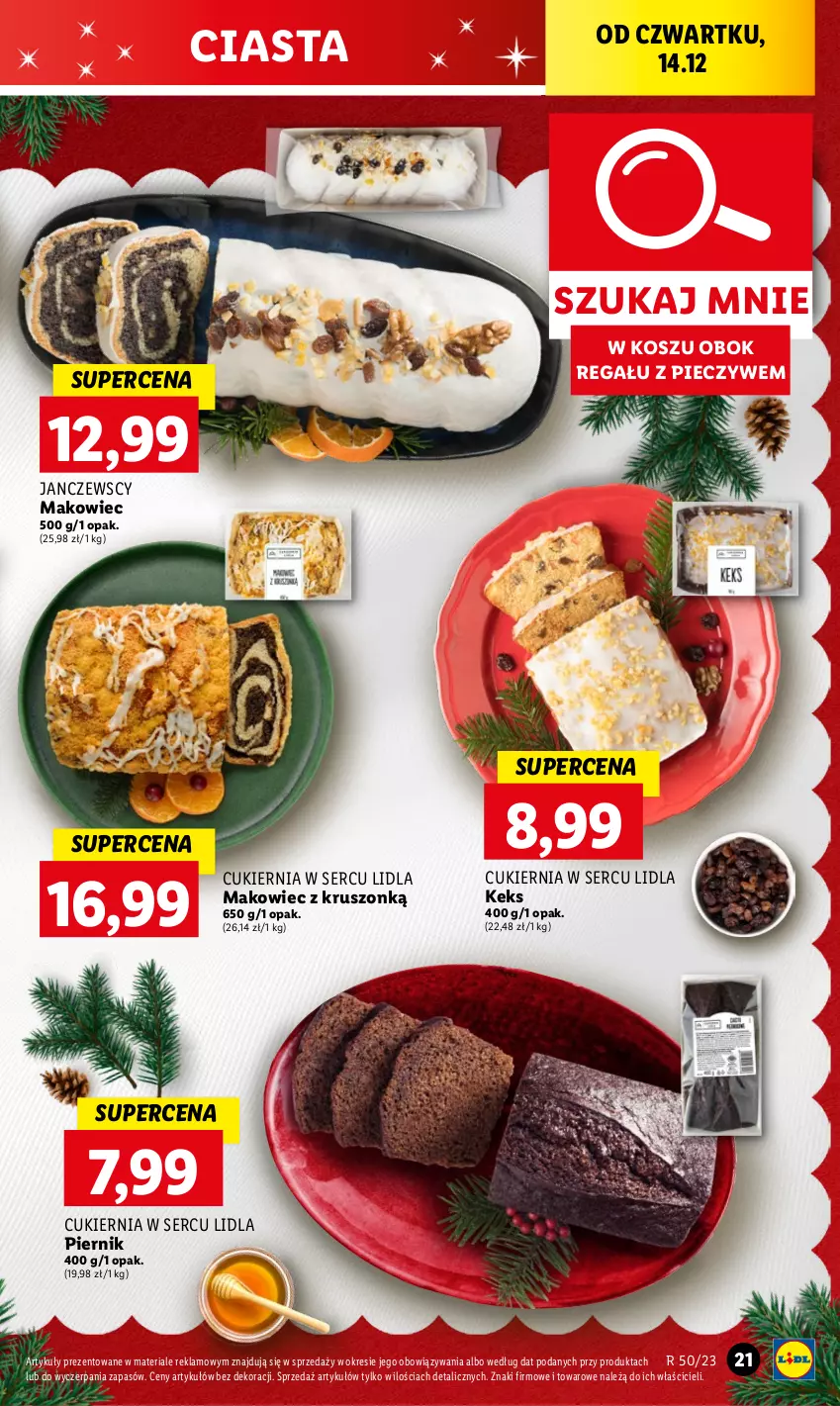 Gazetka promocyjna Lidl - GAZETKA - ważna 14.12 do 17.12.2023 - strona 23 - produkty: Cukier, Kosz, Makowiec, Piec, Piernik, Regał, Ser