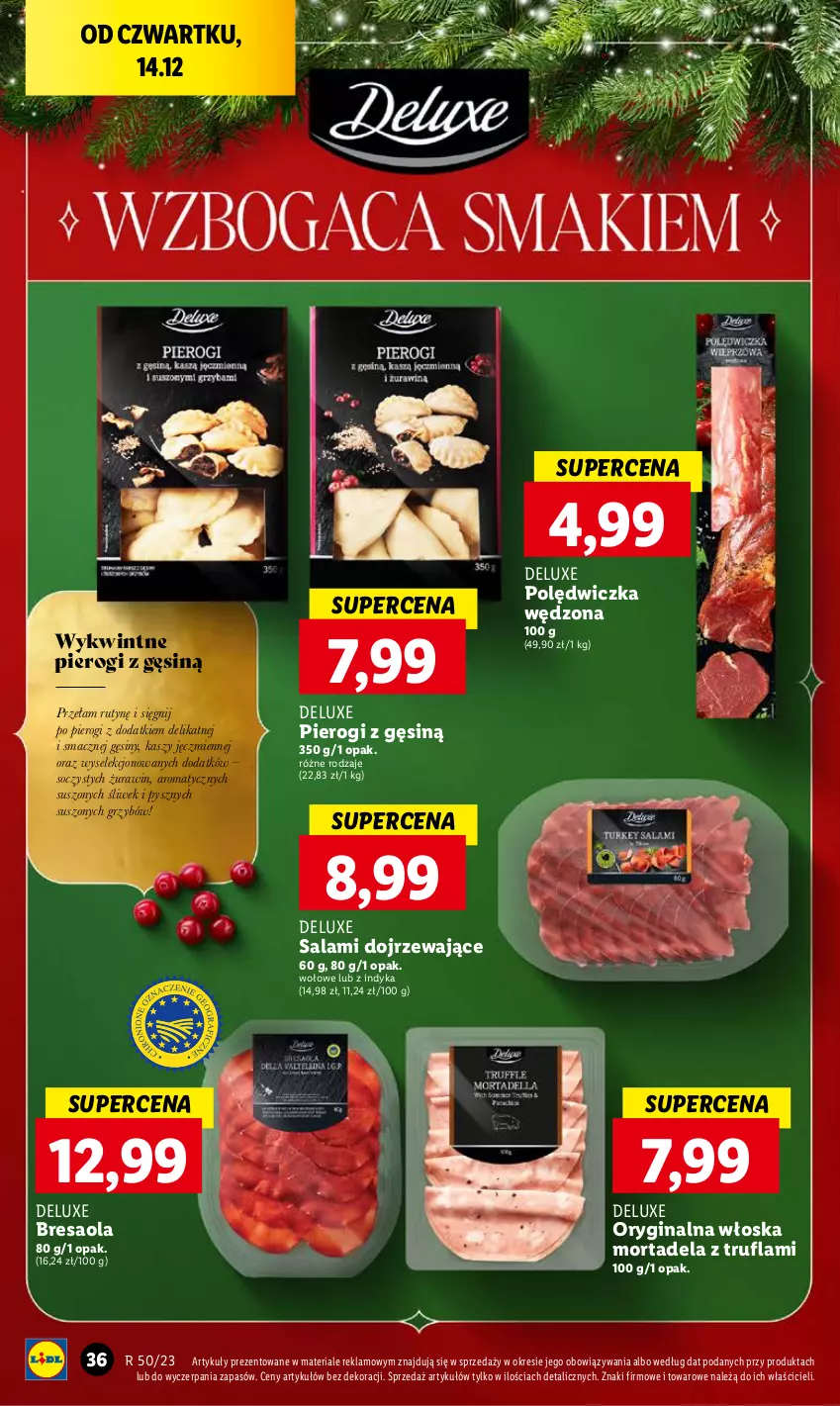 Gazetka promocyjna Lidl - GAZETKA - ważna 14.12 do 17.12.2023 - strona 38 - produkty: Bresaola, Gin, Pierogi, Salami