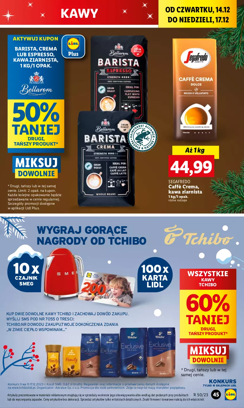 Gazetka promocyjna Lidl - GAZETKA - ważna 14.12 do 17.12.2023 - strona 49 - produkty: Czajnik, Gra, Kawa, Kawa ziarnista, Kosz, Olej, Segafredo, Tchibo