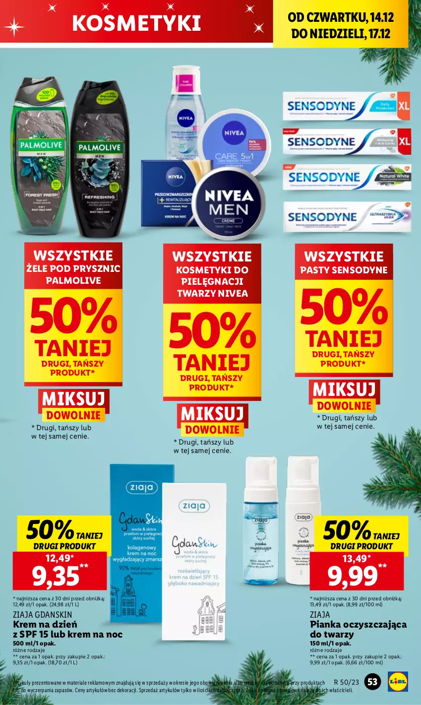 Gazetka promocyjna Lidl - GAZETKA - ważna 14.12 do 17.12.2023 - strona 61 - produkty: Kosmetyki do pielęgnacji, Krem na dzień, Krem na noc, Nivea, Palmolive, Sensodyne, Ziaja