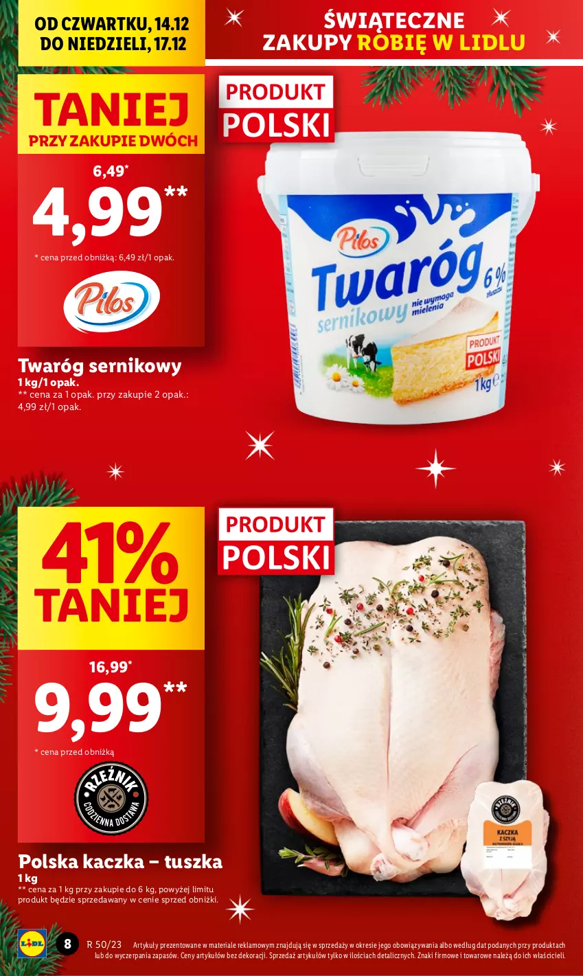 Gazetka promocyjna Lidl - GAZETKA - ważna 14.12 do 17.12.2023 - strona 8 - produkty: Kaczka, Ser, Tusz, Twaróg