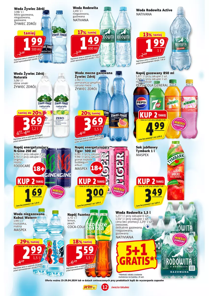 Gazetka promocyjna Prim Market - ważna 23.05 do 29.05.2024 - strona 12 - produkty: Arbuz, Gra, Granat, Kubuś, Mięta, Napój, Napój gazowany, Ser, Sok, Sok jabłkowy, Tymbark, Woda