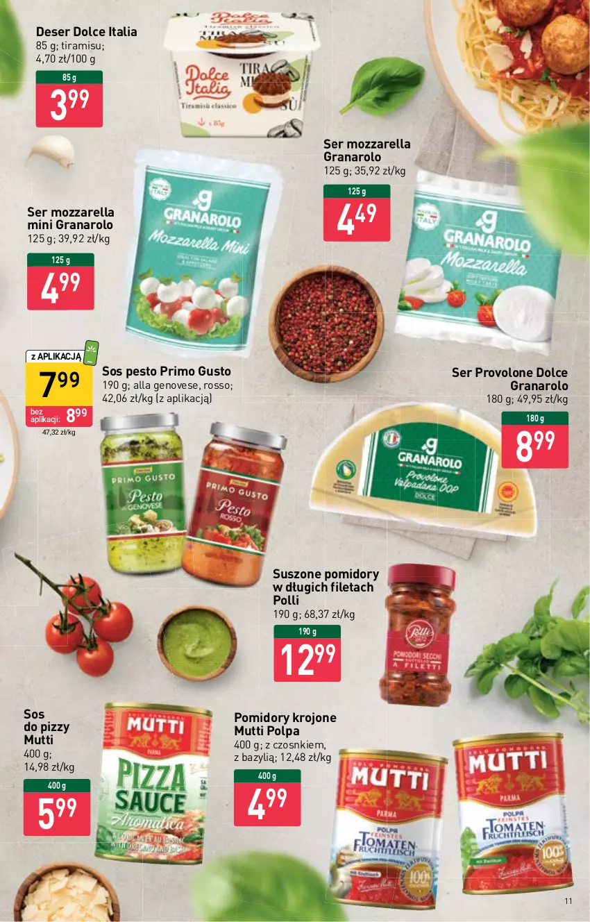 Gazetka promocyjna Stokrotka - Supermarket - ważna 10.11 do 16.11.2022 - strona 11 - produkty: Bazyl, Deser, Gra, Mozzarella, Pesto, Pomidory, Pomidory krojone, Ser, Sos, Sos do pizzy, Suszone pomidory