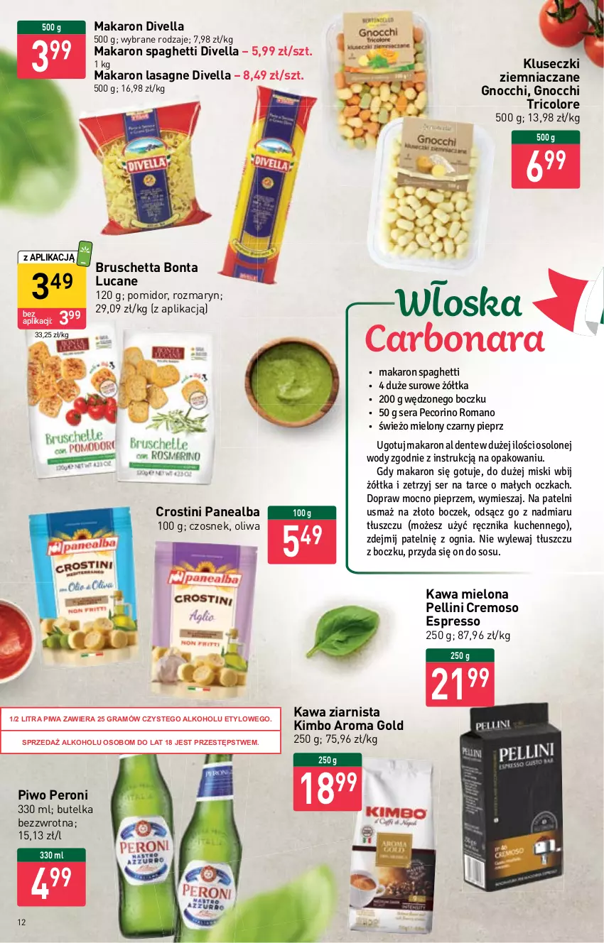 Gazetka promocyjna Stokrotka - Supermarket - ważna 10.11 do 16.11.2022 - strona 12 - produkty: Boczek, Czosnek, Gnocchi, Gra, Kawa, Kawa mielona, Kawa ziarnista, Lasagne, Makaron, Pecorino, Pieprz, Piwa, Piwo, Ręcznik, Ser, Sos, Spaghetti