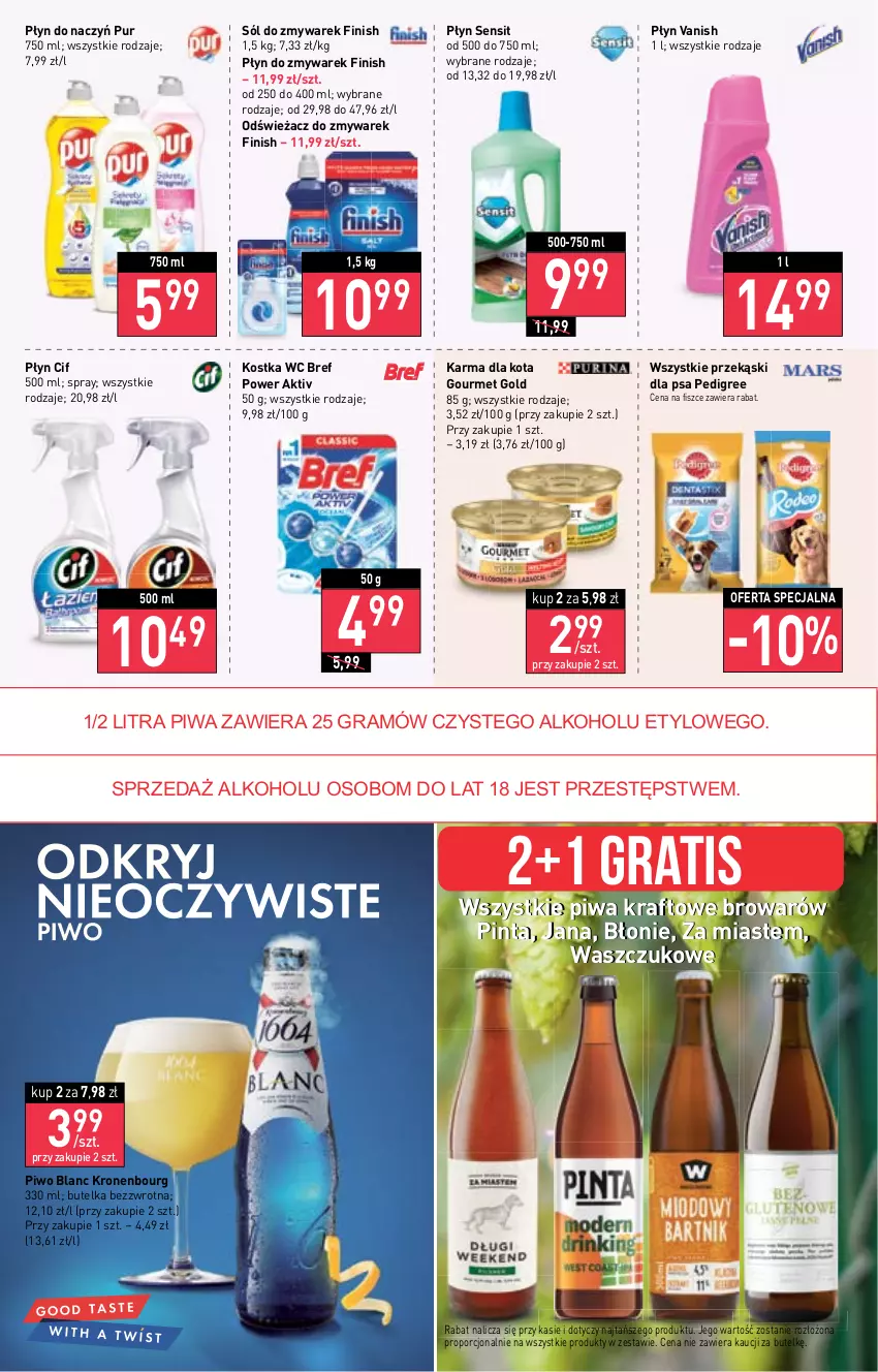 Gazetka promocyjna Stokrotka - Supermarket - ważna 10.11 do 16.11.2022 - strona 18 - produkty: Bref, Cif, Finish, Gourmet Gold, Gra, Pedigree, Piwa, Piwo, Por, Przekąski dla psa, Pur, Sól, Vanish