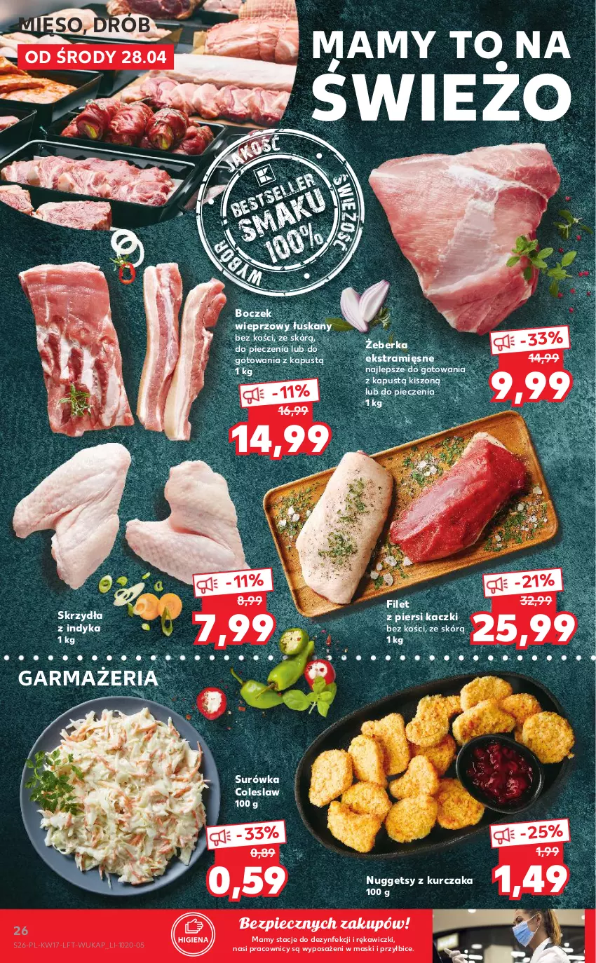 Gazetka promocyjna Kaufland - OFERTA TYGODNIA - ważna 28.04 do 05.05.2021 - strona 26 - produkty: BIC, Boczek, Boczek wieprzowy, Drób, Filet z piersi kaczki, Kapustą, Kurczak, Mięso, Piec, Surówka, Surówka coleslaw