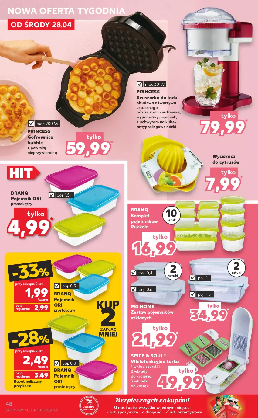 Gazetka promocyjna Kaufland - OFERTA TYGODNIA - ważna 28.04 do 05.05.2021 - strona 48 - produkty: Gofrownica, Kruszarka do lodu, Kubek, Piec, Pojemnik, Stek, Tarka, Wkładki