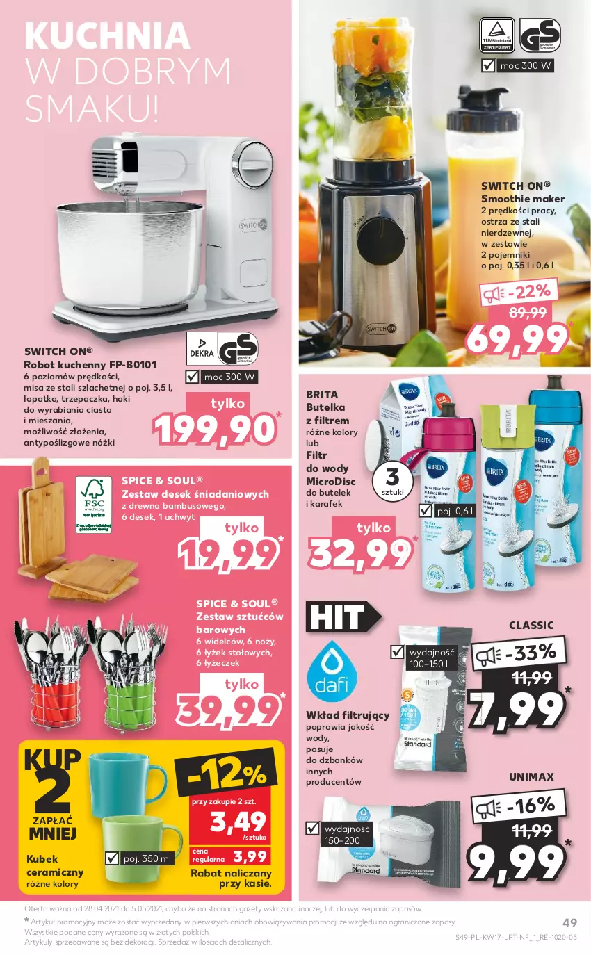 Gazetka promocyjna Kaufland - OFERTA TYGODNIA - ważna 28.04 do 05.05.2021 - strona 49 - produkty: Brit, Brita, Danio, Gra, Kubek, Kuchnia, Noż, Pojemnik, Robot, Smoothie, Trzepaczka, Wkład filtrujący, Zestaw sztućców