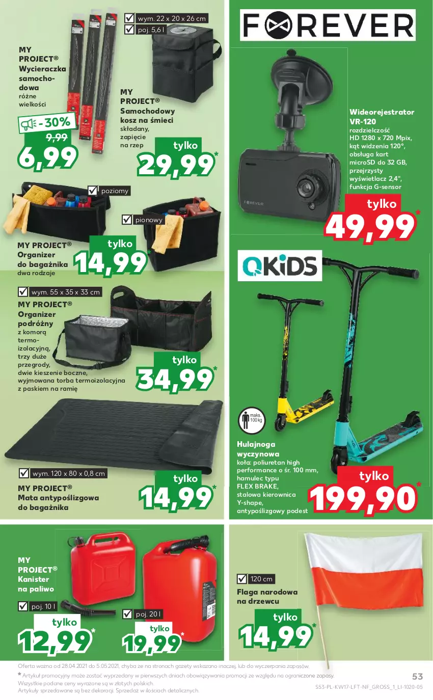 Gazetka promocyjna Kaufland - OFERTA TYGODNIA - ważna 28.04 do 05.05.2021 - strona 53 - produkty: Gra, Hulajnoga, Kierownica, Kosz, Mule, O Bag, Organizer, Torba, Wideorejestrator, Wycieraczka