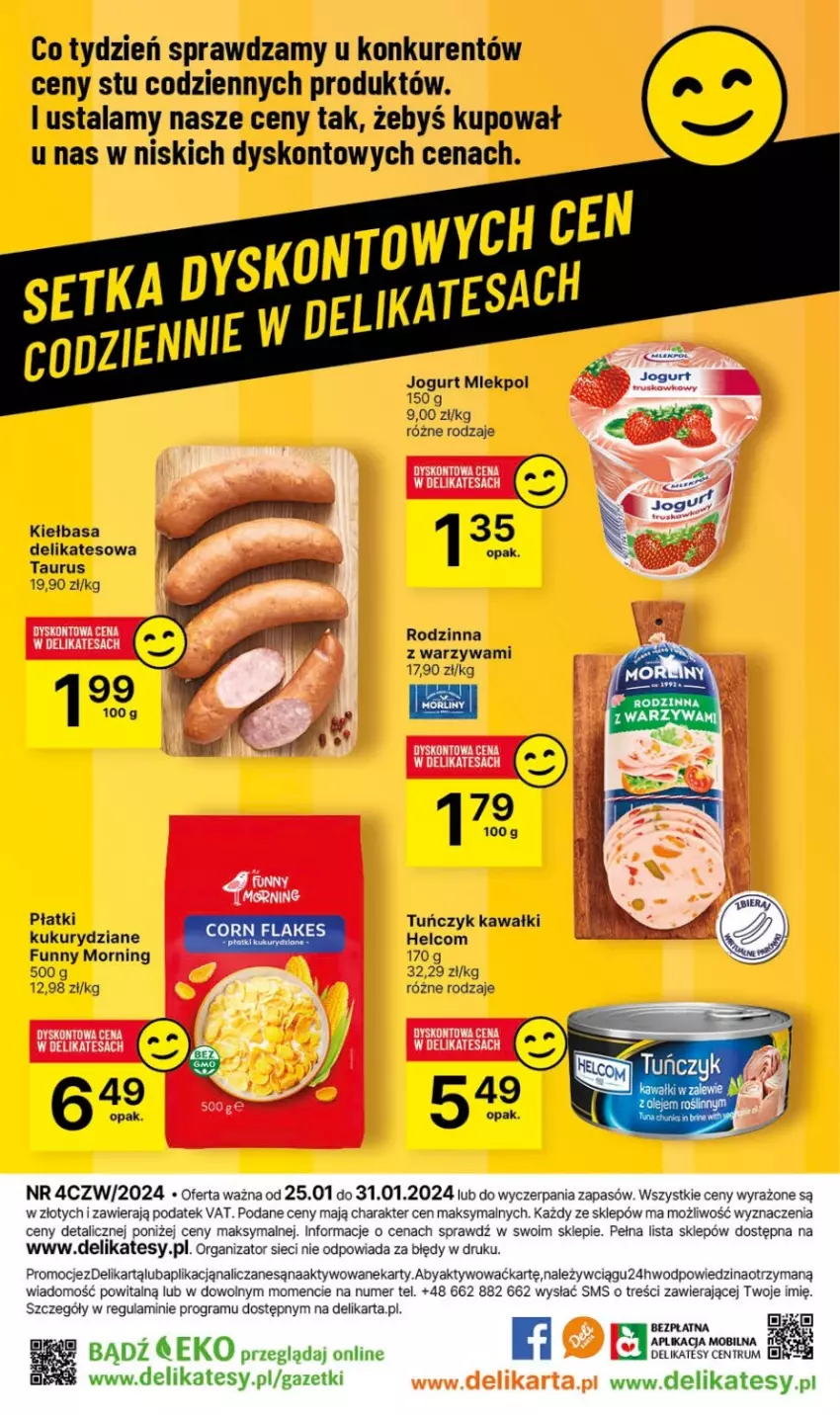 Gazetka promocyjna Delikatesy Centrum - NOWA GAZETKA Delikatesy Centrum od 25 stycznia! 25-31.01.2024 - ważna 25.01 do 31.01.2024 - strona 24 - produkty: HELCOM, Jogurt, Kawa, Kiełbasa, Tuńczyk, Warzywa