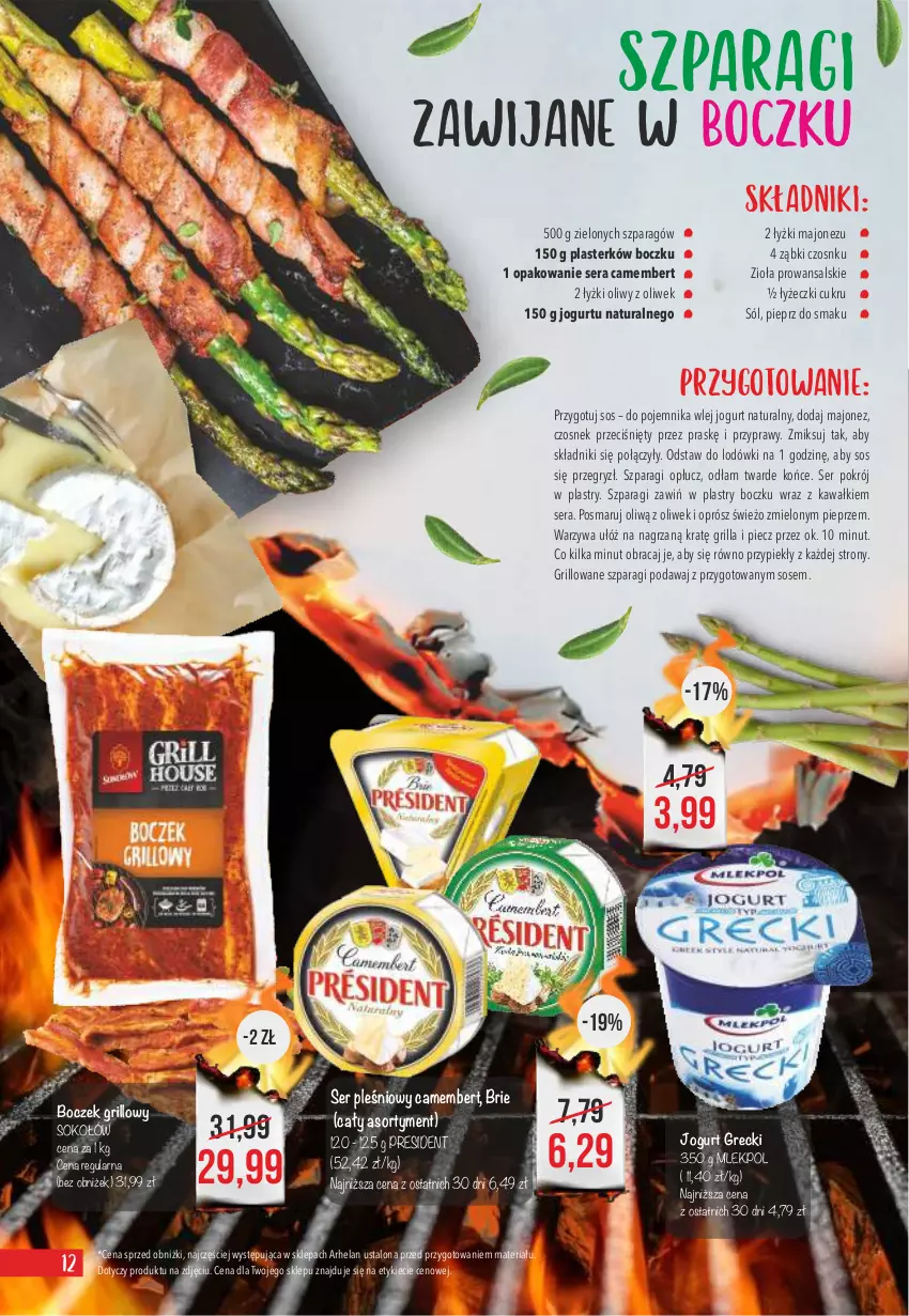 Gazetka promocyjna Arhelan - Gazetka - ważna 24.04 do 07.05.2023 - strona 12 - produkty: Boczek, Brie, Camembert, Czosnek, Grill, Gry, Jogurt, Jogurt naturalny, Kawa, Majonez, Piec, Pieprz, Pojemnik, Przyprawy, Ser, Ser pleśniowy, Sok, Sokołów, Sól, Sos, Warzywa