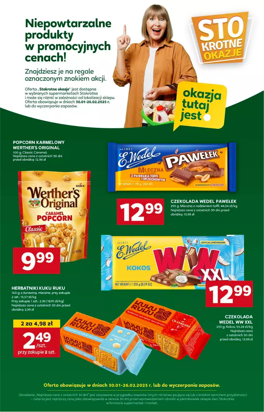 Gazetka promocyjna Stokrotka - Supermarket - ważna 13.02 do 19.02.2025 - strona 32 - produkty: Czekolada, Gin, Herbatniki, Kokos, Popcorn