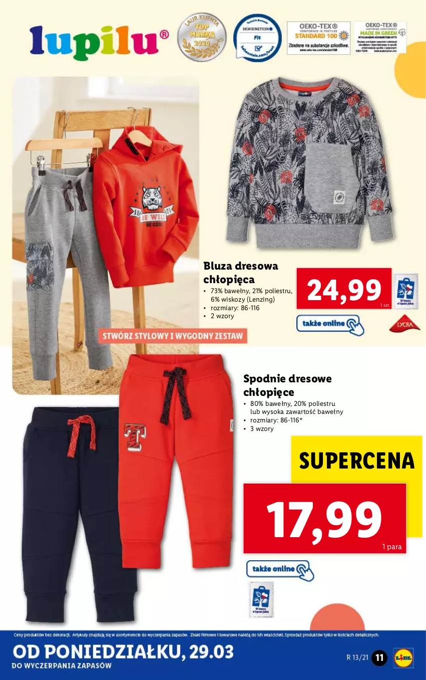 Gazetka promocyjna Lidl - GAZETKA - ważna 29.03 do 03.04.2021 - strona 11 - produkty: Bluza, Bluza dresowa, Dres, Sok, Spodnie, Spodnie dresowe