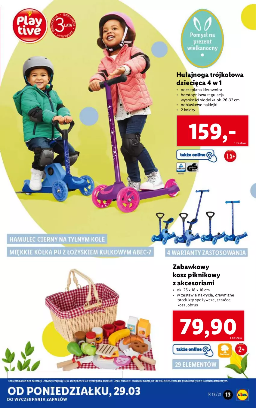 Gazetka promocyjna Lidl - GAZETKA - ważna 29.03 do 03.04.2021 - strona 13 - produkty: Dzieci, Hulajnoga, Kierownica, Klej, Kosz, Obrus, Sok, Top