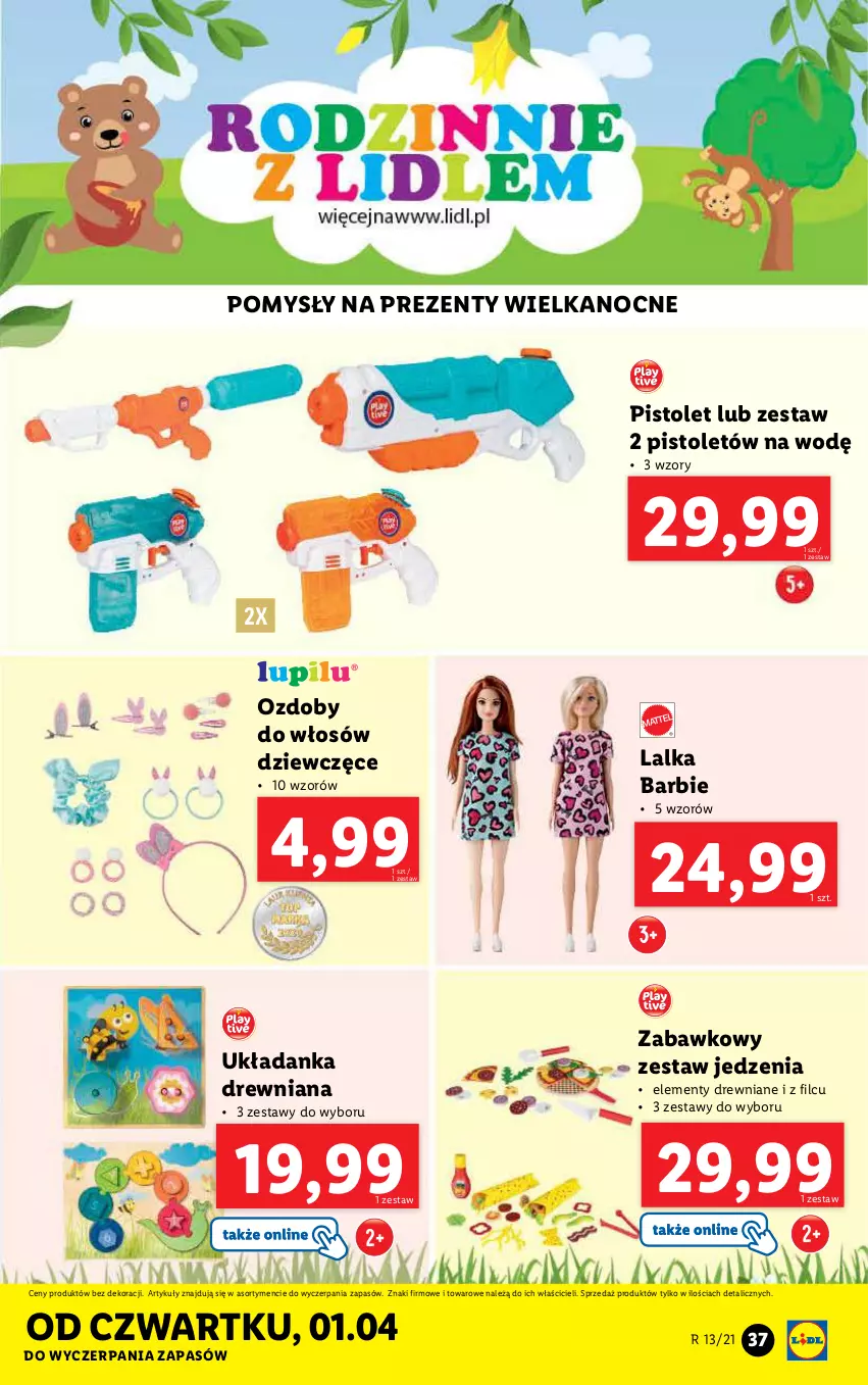 Gazetka promocyjna Lidl - GAZETKA - ważna 29.03 do 03.04.2021 - strona 37 - produkty: Barbie, Lalka, Pistolet, Układanka