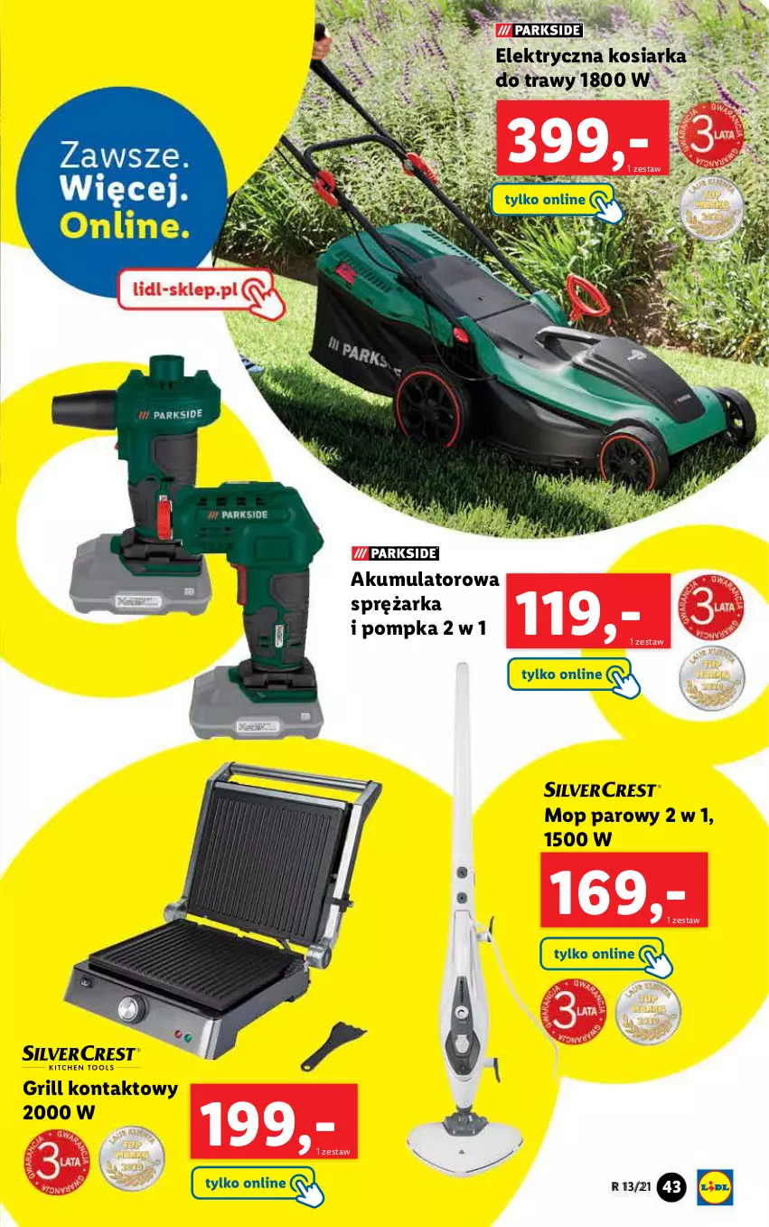 Gazetka promocyjna Lidl - GAZETKA - ważna 29.03 do 03.04.2021 - strona 43 - produkty: Akumulator, Grill, Grill kontaktowy, Kosiarka, Mop, Mop parowy, Pompka