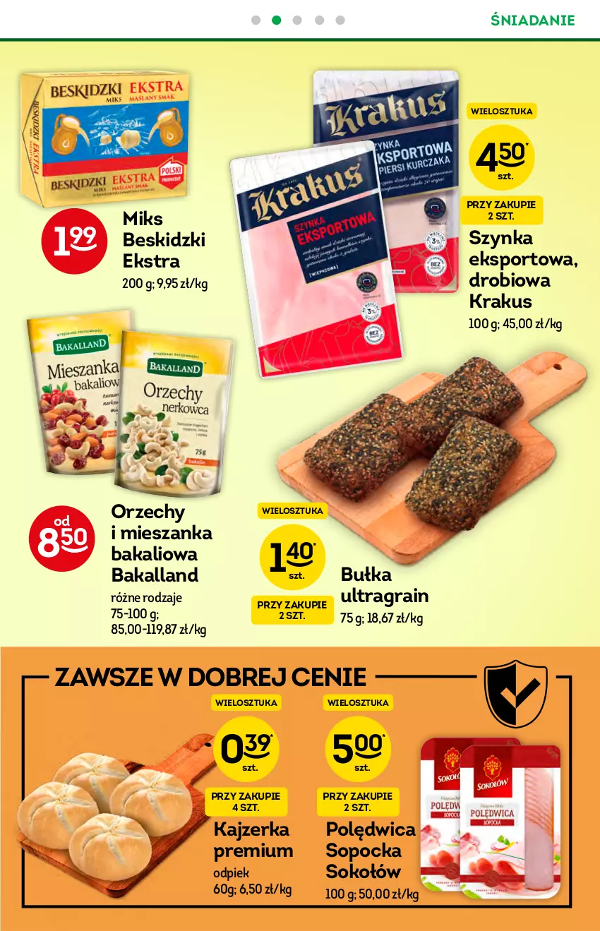 Gazetka promocyjna Żabka - ważna 18.08 do 24.08.2021 - strona 27 - produkty: Bakalland, Beskidzki, Bułka, Gra, Kajzerka, Krakus, Mieszanka bakaliowa, Polędwica, Por, Sok, Sokołów, Sport, Szynka