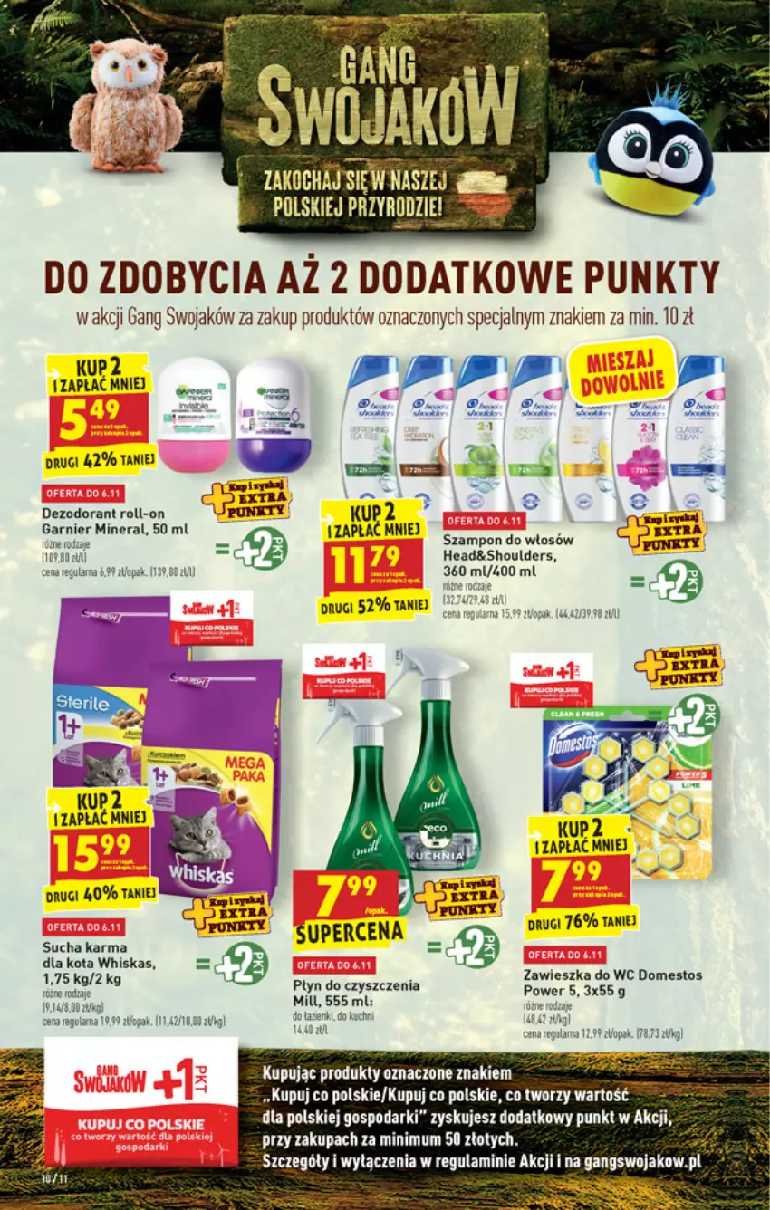 Gazetka promocyjna Biedronka - W tym tygodniu - ważna 04.11 do 10.11.2021 - strona 10 - produkty: Dezodorant, Domestos, Garnier, Koc, Sucha karma, Szampon, Whiskas, Zawieszka do wc