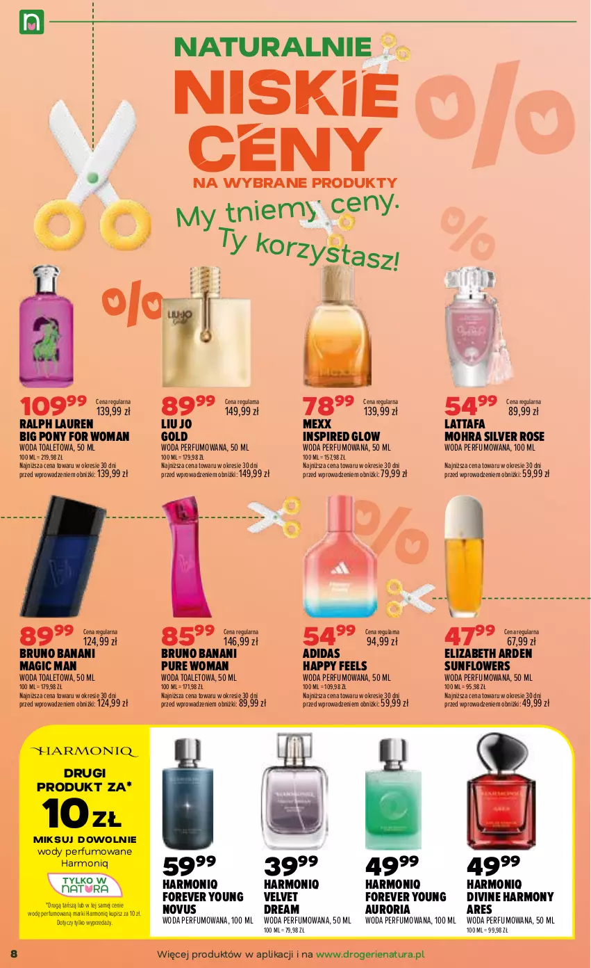 Gazetka promocyjna Drogerie Natura - Gazetka Drogerie Natura - ważna 22.09 do 30.09.2026 - strona 8 - produkty: Adidas, Bruno Banani, Divine, Elizabeth Arden, Fa, Laur, Mexx, Perfum, Pur, Ralph Lauren, Velvet, Woda, Woda perfumowana, Woda toaletowa