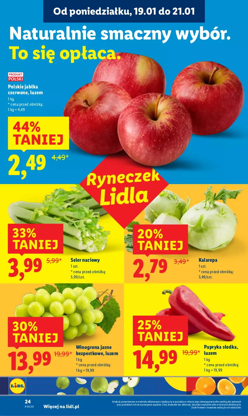 Gazetka promocyjna Lidl - GAZETKA - ważna 19.01 do 21.01.2026 - strona 24 - produkty: Jabłka, Papryka, Papryka słodka, Seler naciowy, Wino, Winogrona