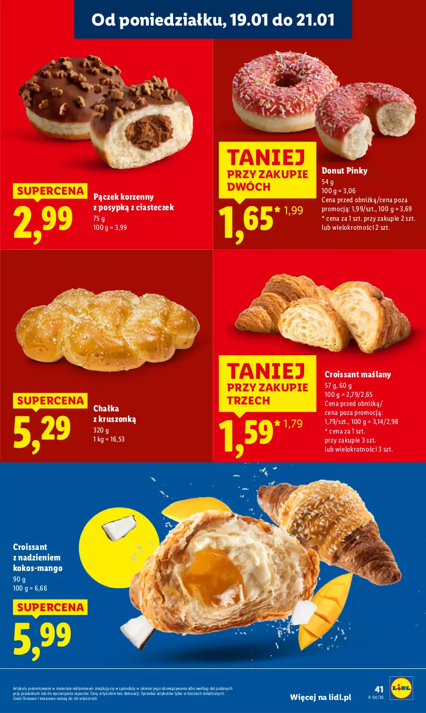 Gazetka promocyjna Lidl - GAZETKA - ważna 19.01 do 21.01.2026 - strona 41 - produkty: Croissant, Donut, Kokos, Mango, Pączek