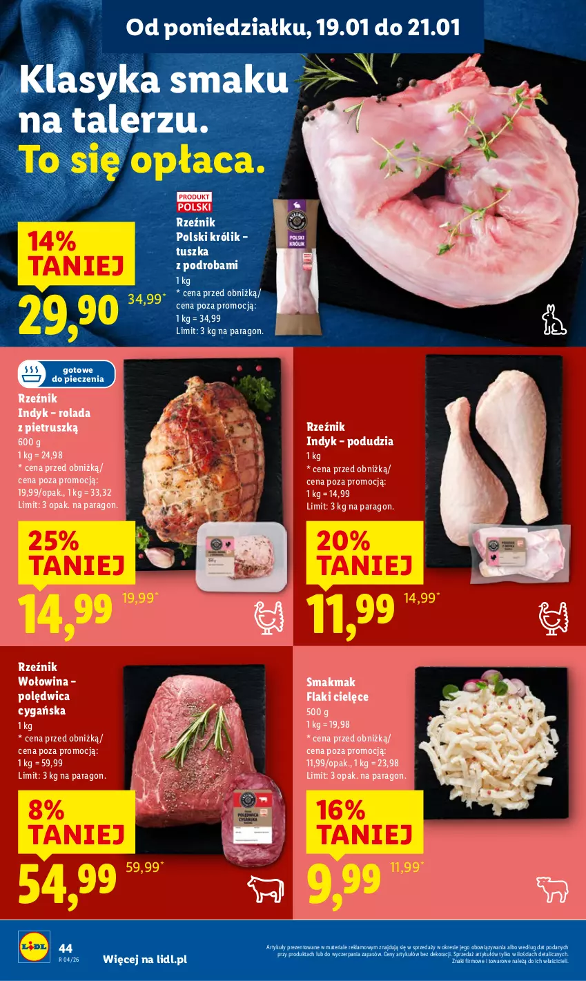 Gazetka promocyjna Lidl - GAZETKA - ważna 19.01 do 21.01.2026 - strona 44 - produkty: Flaki, Królik, Piec, Polędwica, Rolada, Talerz, Tusz, Wołowina
