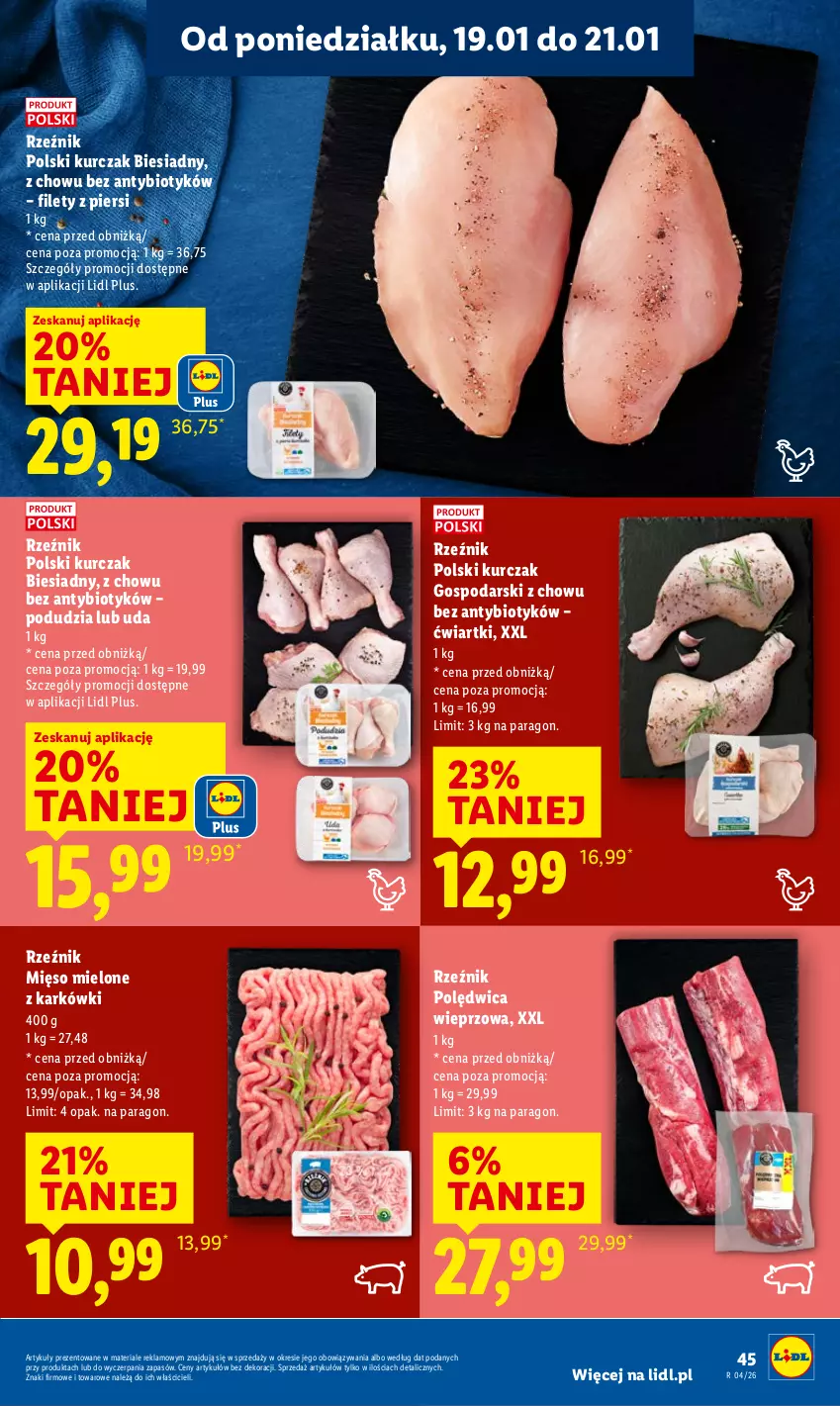 Gazetka promocyjna Lidl - GAZETKA - ważna 19.01 do 21.01.2026 - strona 45 - produkty: Kurczak, Mięso, Mięso mielone, Polędwica