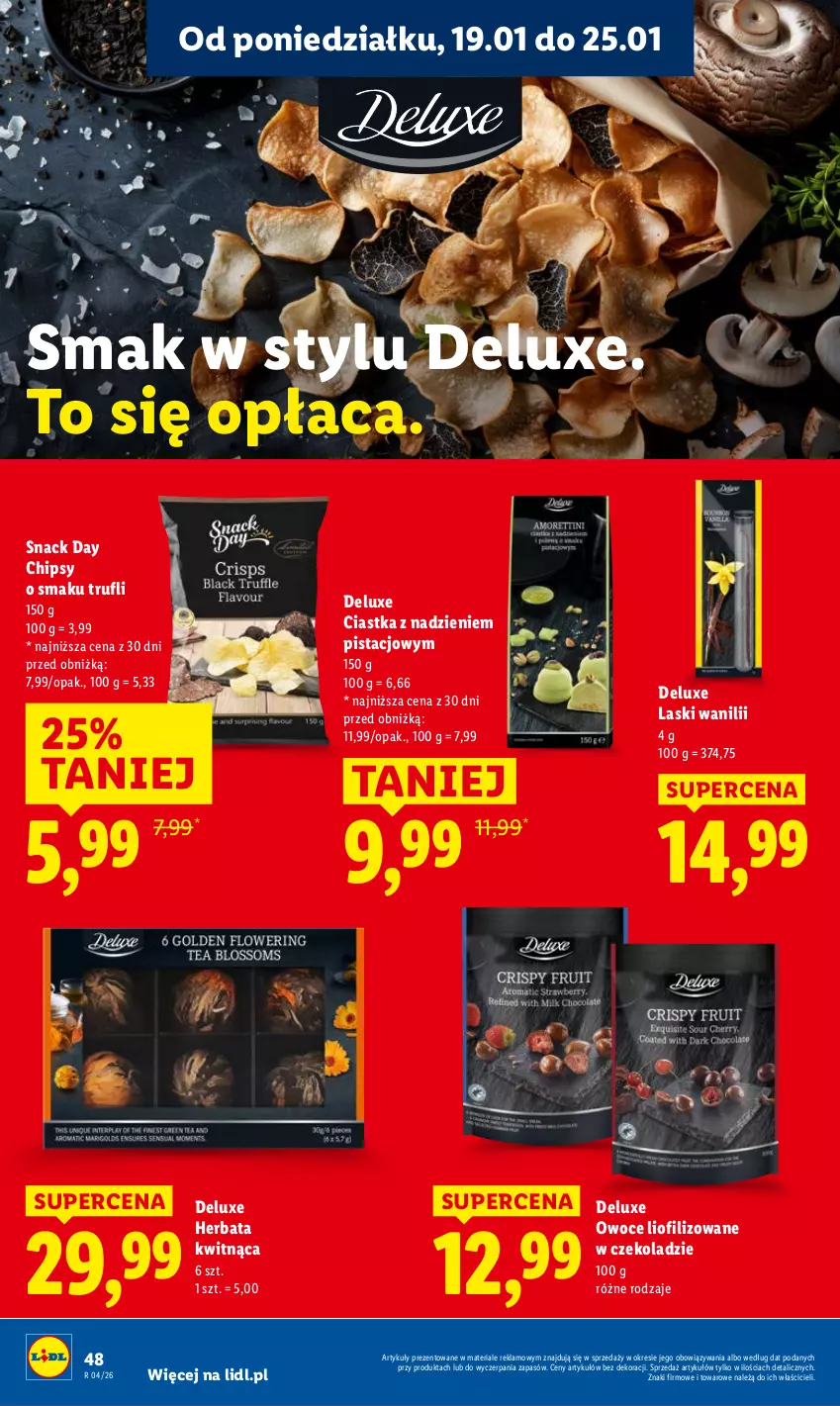 Gazetka promocyjna Lidl - GAZETKA - ważna 19.01 do 21.01.2026 - strona 48 - produkty: Chipsy, Ciastka, Herbata, Owoce