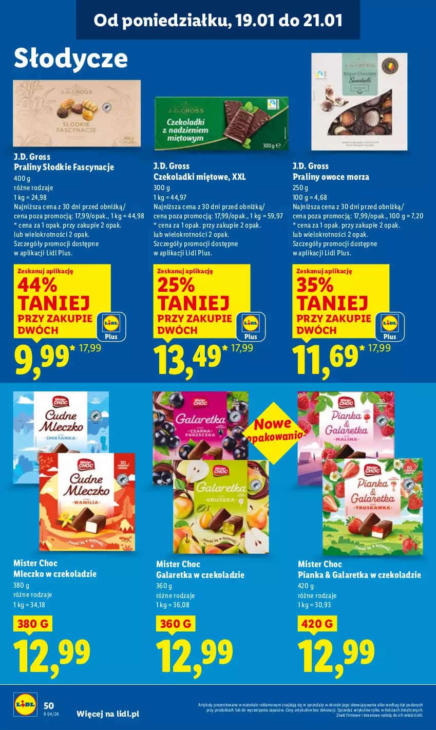Gazetka promocyjna Lidl - GAZETKA - ważna 19.01 do 21.01.2026 - strona 50 - produkty: Fa, Gala, Galaretka, Mleczko, Owoce, Owoce morza, Praliny