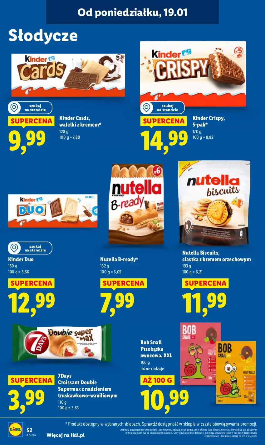 Gazetka promocyjna Lidl - GAZETKA - ważna 19.01 do 21.01.2026 - strona 52 - produkty: Ciastka, Croissant, Kinder, Nutella