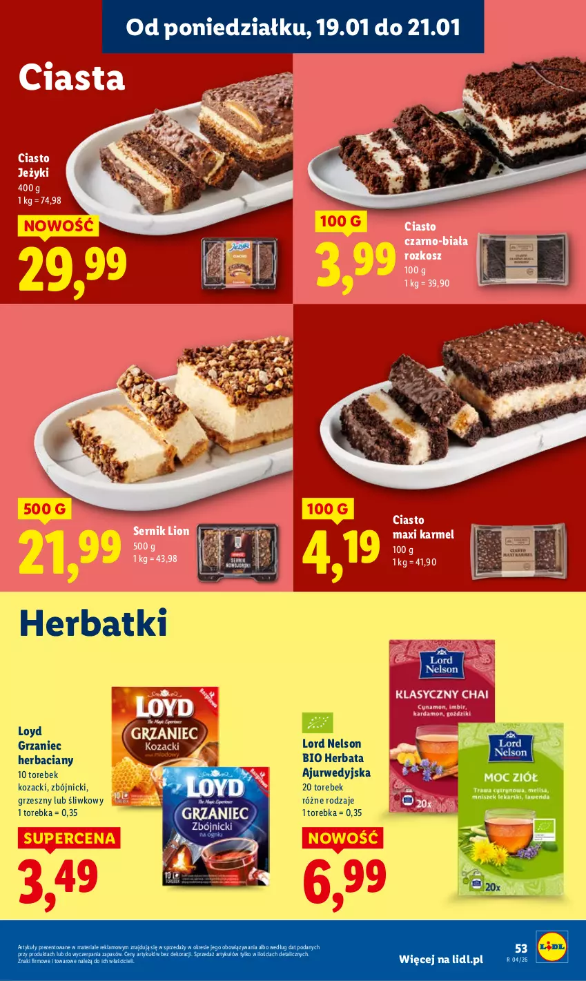 Gazetka promocyjna Lidl - GAZETKA - ważna 19.01 do 21.01.2026 - strona 53 - produkty: Herbata, Jeżyki, Kosz, Lion, Loyd, Ser, Torebka
