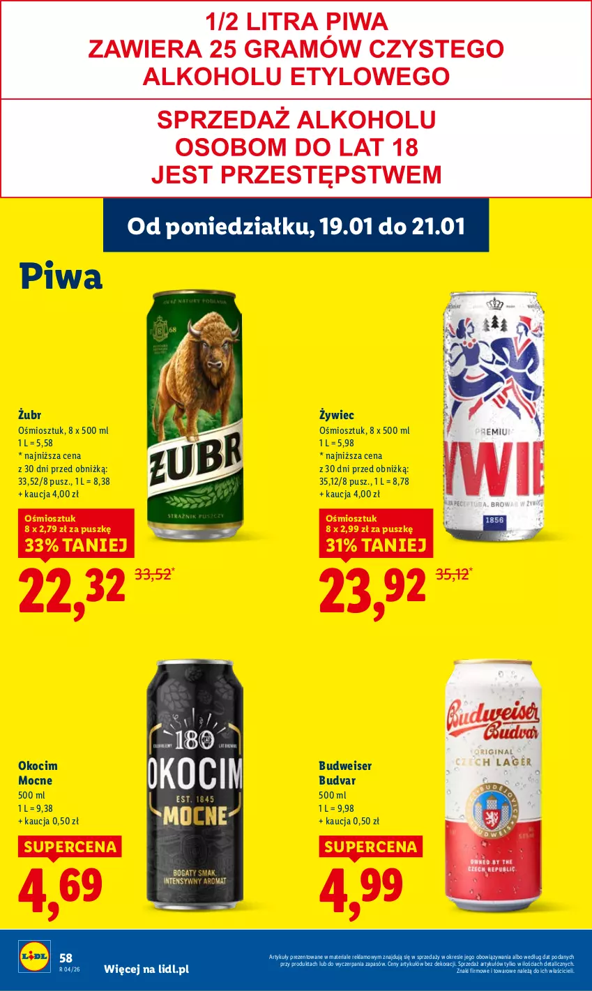 Gazetka promocyjna Lidl - GAZETKA - ważna 19.01 do 21.01.2026 - strona 58 - produkty: Koc, Okocim, Piwa, Ser