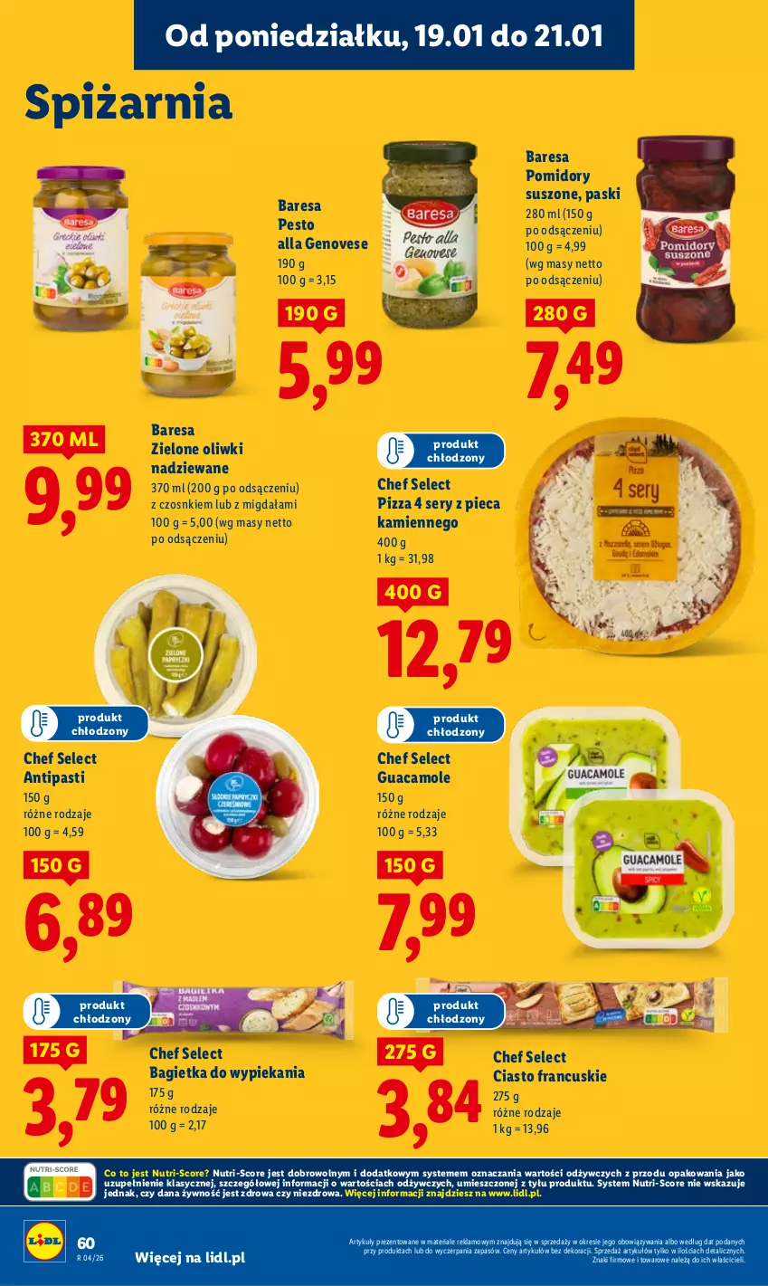Gazetka promocyjna Lidl - GAZETKA - ważna 19.01 do 21.01.2026 - strona 60 - produkty: Amol, Bagietka, Ciasto francuskie, Oliwki, Pesto, Piec, Pizza, Pomidory, Ser