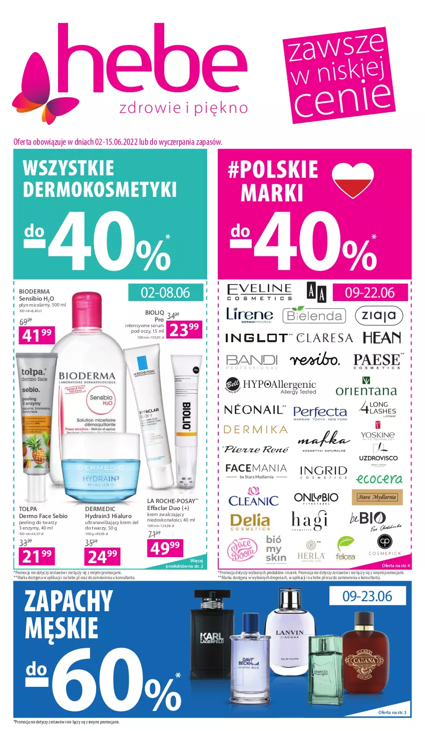 Gazetka promocyjna Hebe - Gazetka - ważna 02.06 do 15.06.2022 - strona 1 - produkty: Bioderma, Dermedic, Fa, La Roche-Posay, Peeling, Płyn micelarny, Rum, Ser, Serum, Serum pod oczy, Tołpa, Tran