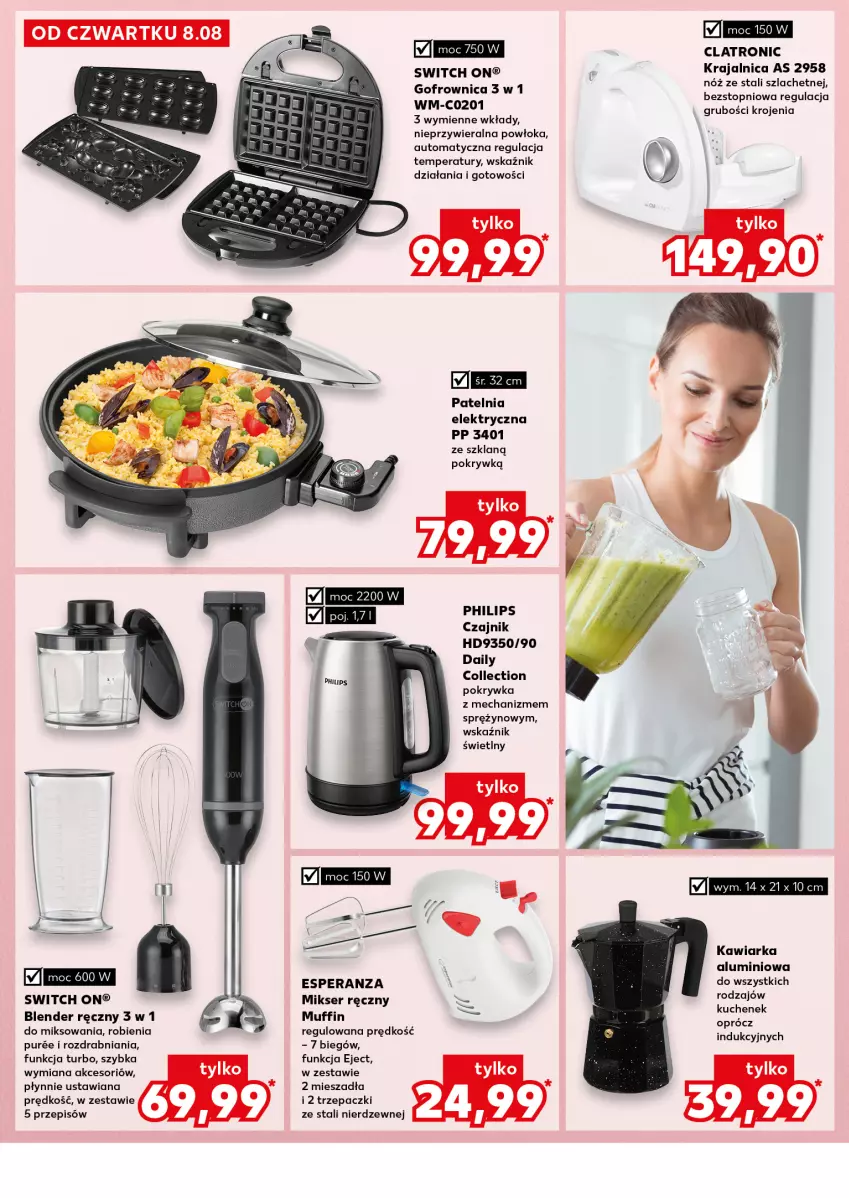 Gazetka promocyjna Kaufland - Kaufland - ważna 08.08 do 13.08.2024 - strona 4 - produkty: Blender, Blender ręczny, Czajnik, Gofrownica, Kawiarka, Mikser, Mikser ręczny, Patelnia, Philips, Pur, Ser, Top