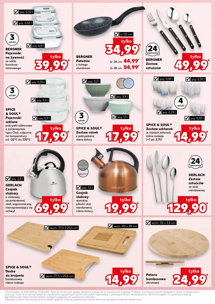 Gazetka promocyjna Kaufland - Kaufland - ważna 08.08 do 13.08.2024 - strona 5 - produkty: Czajnik, Deska do krojenia, Patelnia, Pojemnik, Por, Sok, Tera