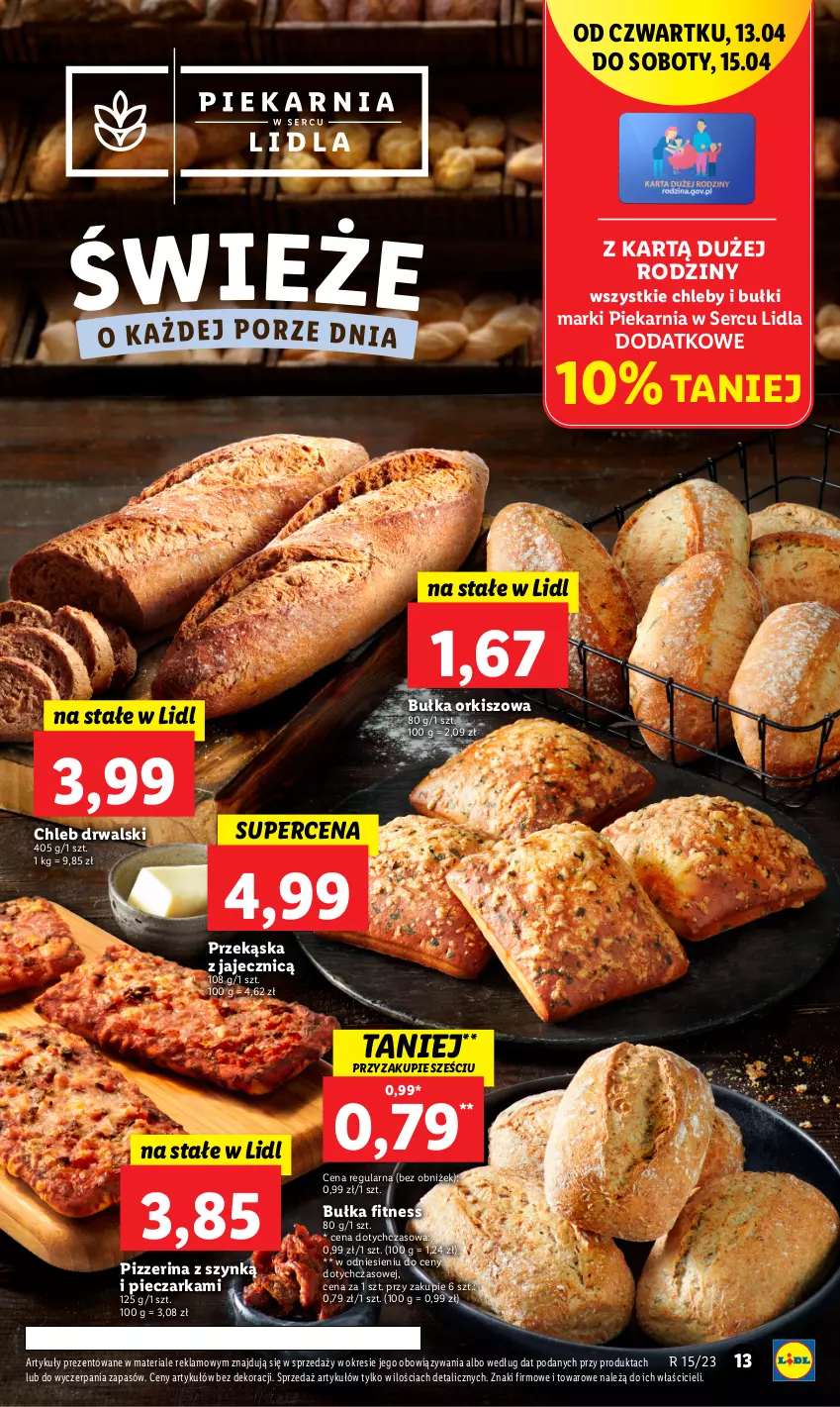 Gazetka promocyjna Lidl - GAZETKA - ważna 13.04 do 15.04.2023 - strona 15 - produkty: Bułka, Bułka fitness, Chleb, Piec, Pieczarka, Pizzerina, Ser