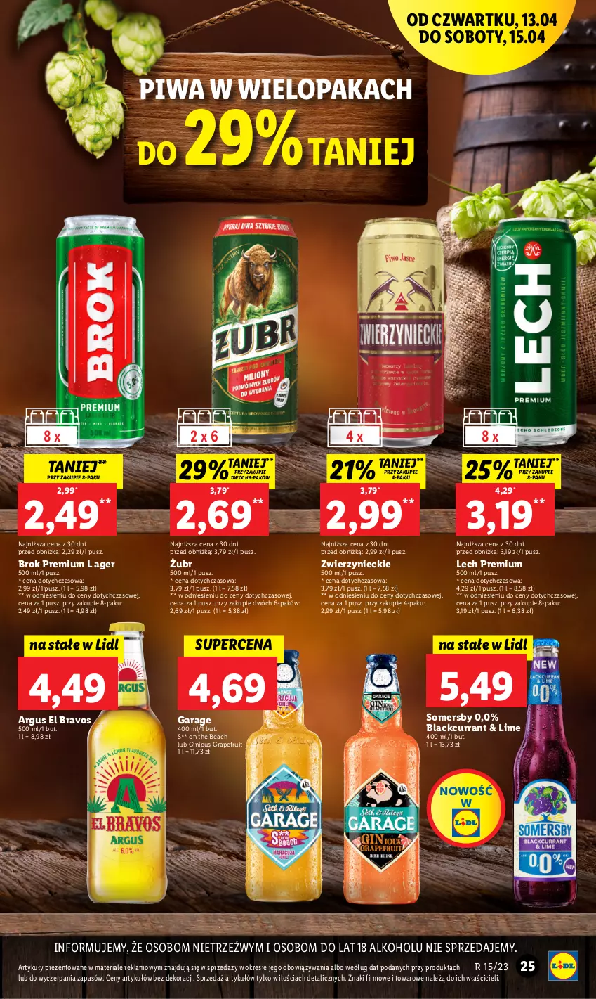 Gazetka promocyjna Lidl - GAZETKA - ważna 13.04 do 15.04.2023 - strona 31 - produkty: Gin, Gra, Lack, Lech Premium, Piwa, Somersby