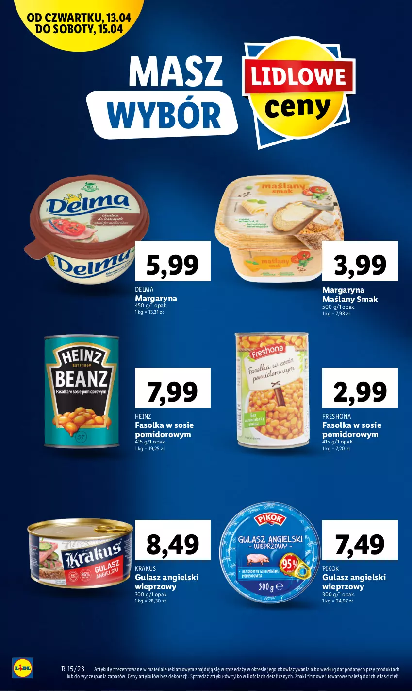 Gazetka promocyjna Lidl - GAZETKA - ważna 13.04 do 15.04.2023 - strona 6 - produkty: Delma, Fa, Heinz, Krakus, Margaryna, PIKOK, Sos