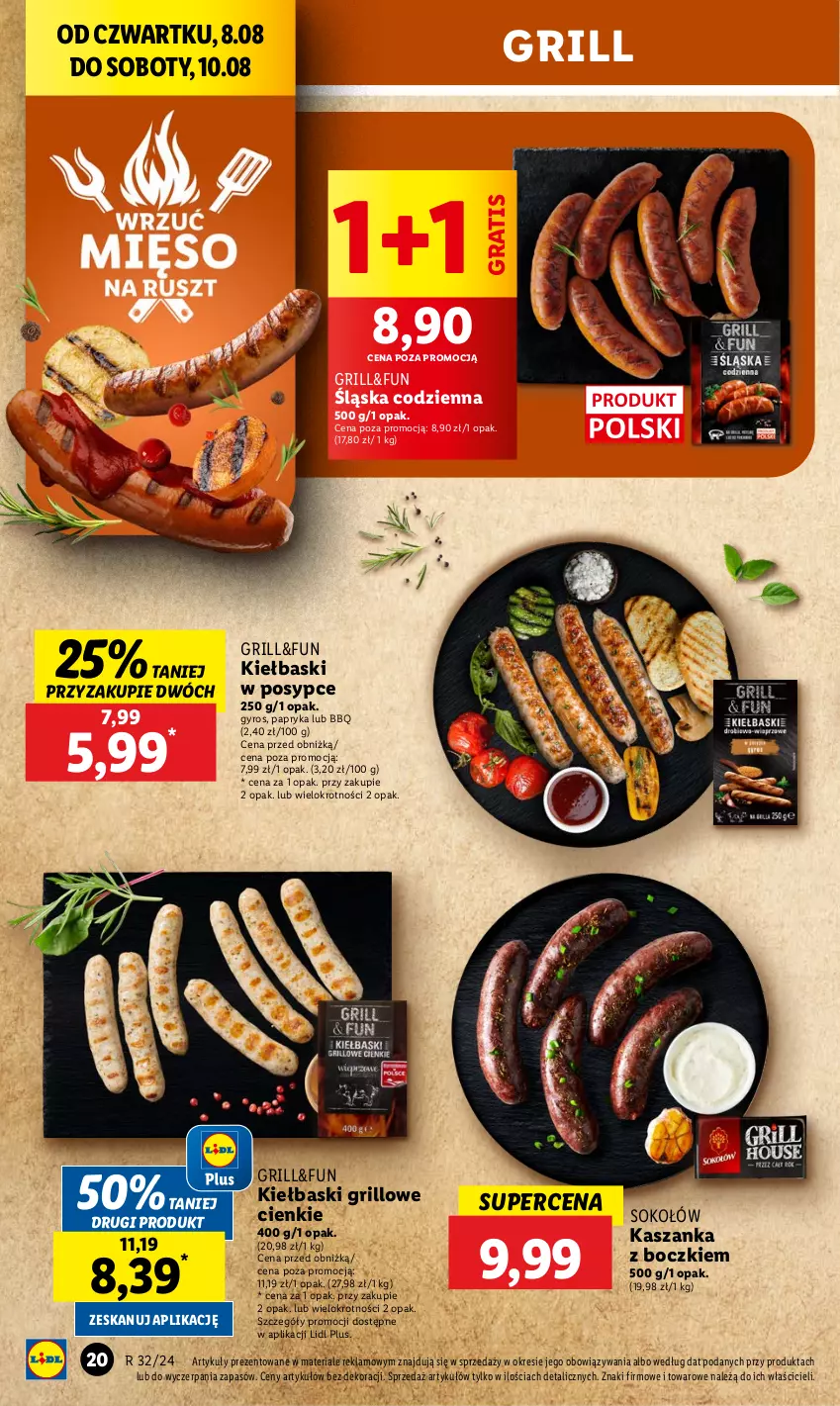 Gazetka promocyjna Lidl - GAZETKA - ważna 08.08 do 10.08.2024 - strona 24 - produkty: Gra, Grill, Gyros, Kasza, Kaszanka, Papryka, Sok, Sokołów