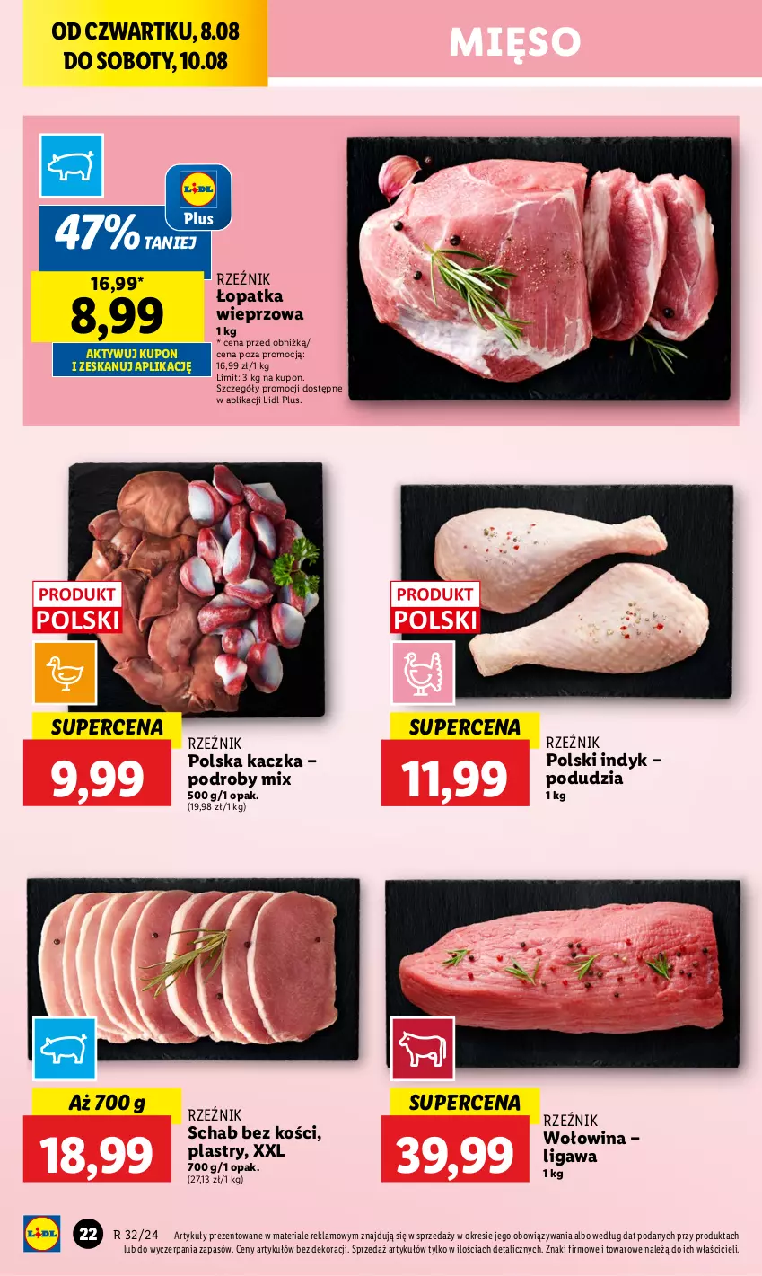 Gazetka promocyjna Lidl - GAZETKA - ważna 08.08 do 10.08.2024 - strona 26 - produkty: Kaczka, Mięso, Schab bez kości, Wołowina