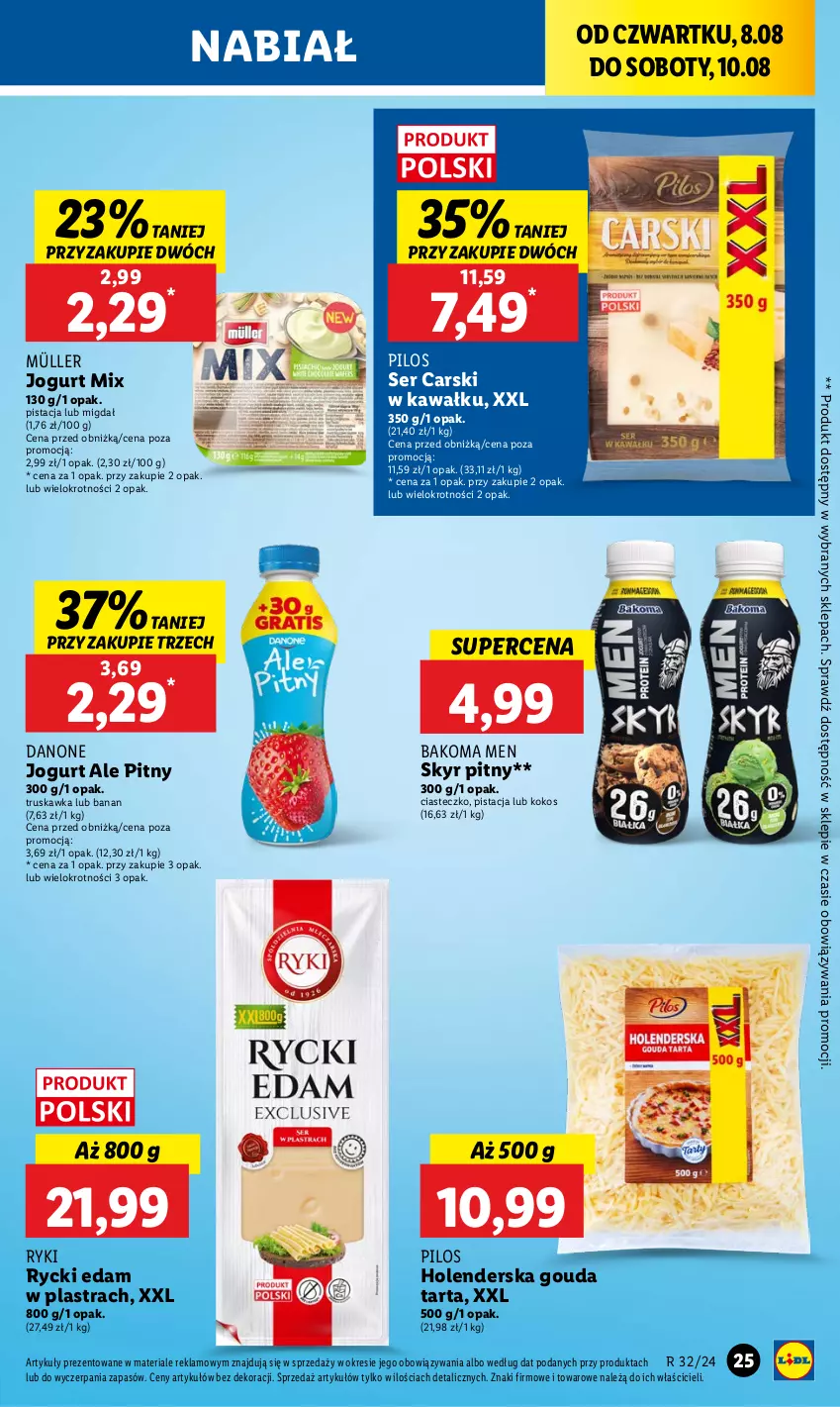 Gazetka promocyjna Lidl - GAZETKA - ważna 08.08 do 10.08.2024 - strona 29 - produkty: Bakoma, Cars, Danone, Edam, Gouda, Jogurt, Kawa, Kokos, Müller, Pilos, Rycki Edam, Ser, Tarta