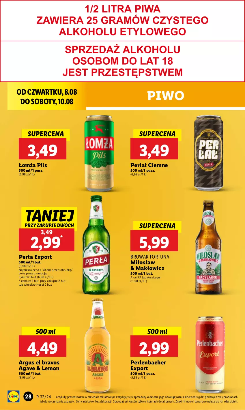 Gazetka promocyjna Lidl - GAZETKA - ważna 08.08 do 10.08.2024 - strona 34 - produkty: Fortuna, NBA, Perła, Piwo, Por