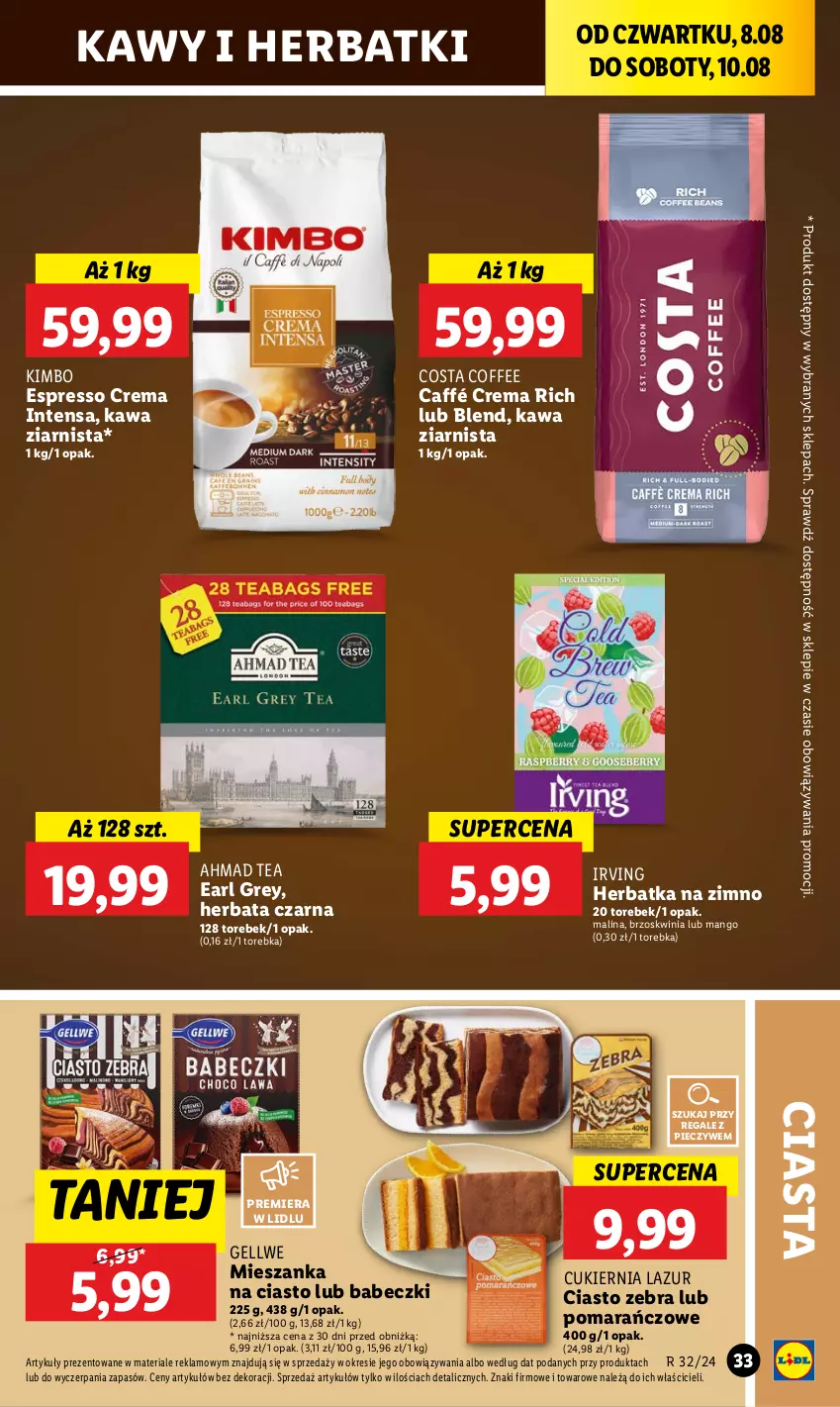 Gazetka promocyjna Lidl - GAZETKA - ważna 08.08 do 10.08.2024 - strona 39 - produkty: Babeczki, Cukier, Earl Grey, Herbata, Herbata czarna, Irving, Kawa, Kawa ziarnista, Lazur, Mango, Piec, Torebka