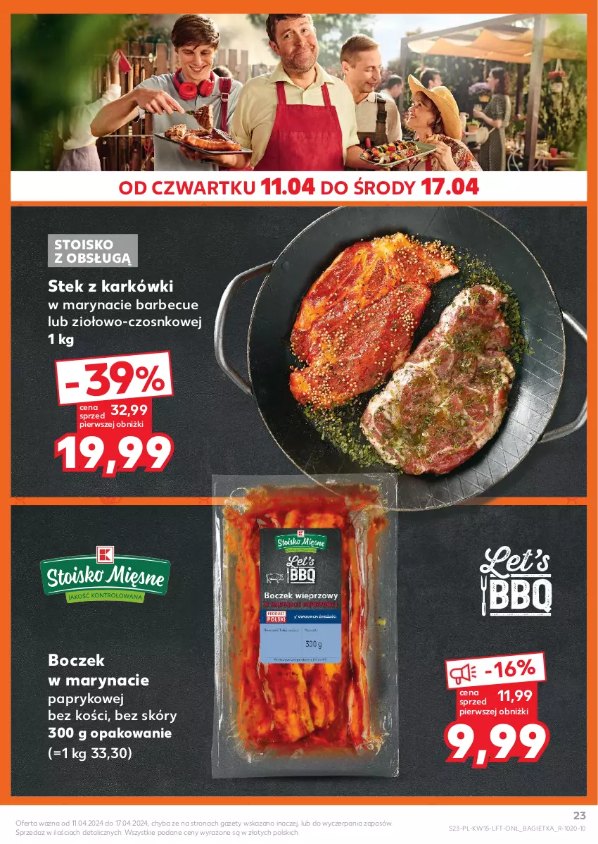 Gazetka promocyjna Kaufland - Gazetka tygodnia - ważna 11.04 do 17.04.2024 - strona 23 - produkty: Bagietka, Boczek, Stek